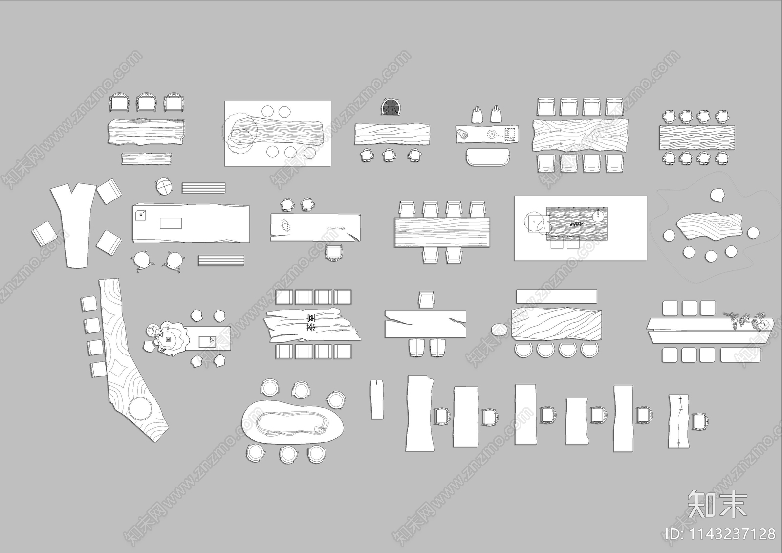 茶桌茶台施工图下载【ID:1143237128】