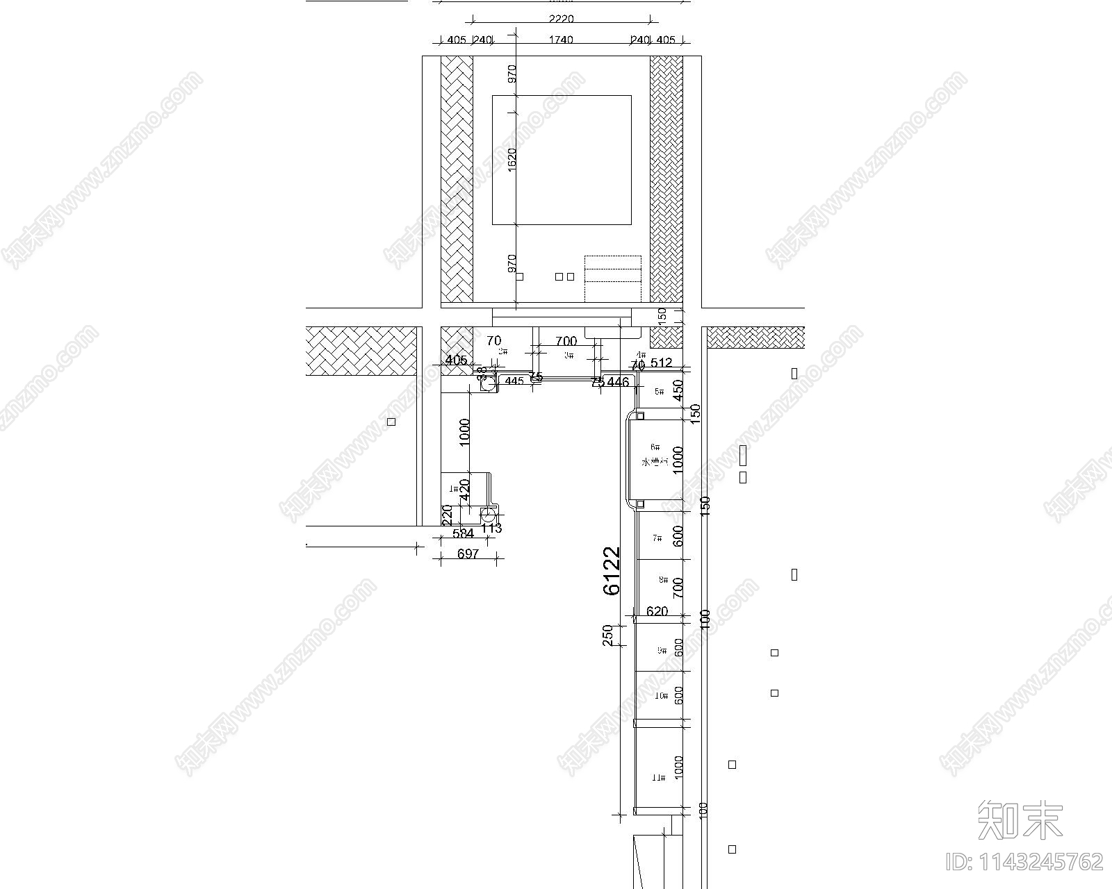 橱柜酒柜cad施工图下载【ID:1143245762】