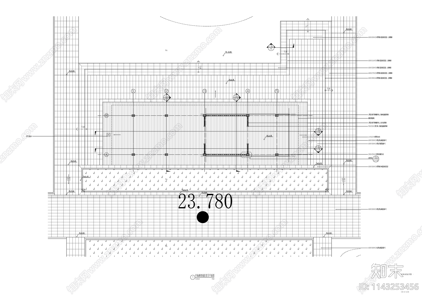 现代钢结构廊架cad施工图下载【ID:1143253456】