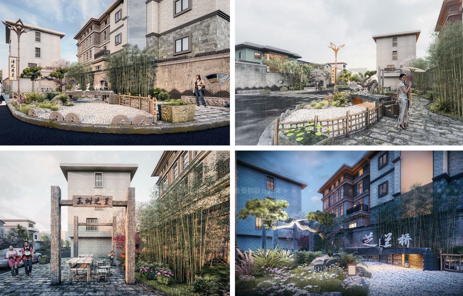 新中式乡村入口民俗广场景观SU模型下载【ID:1143255736】