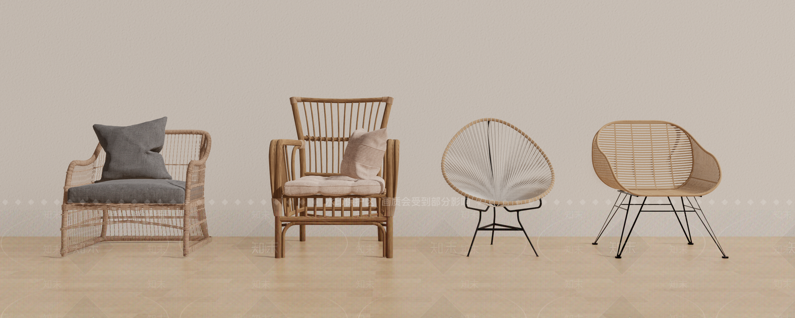 现代藤椅SU模型下载【ID:1143257538】