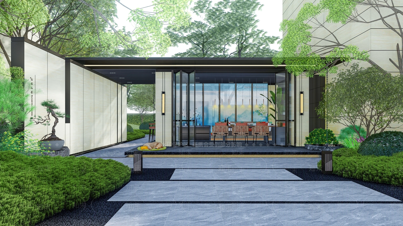 现代小区廊架SU模型下载【ID:1143259148】