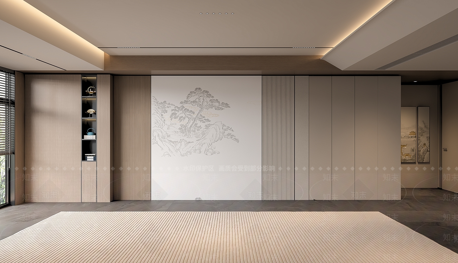新中式客厅背景墙3D模型下载【ID:1143265285】_知末3d模型网
