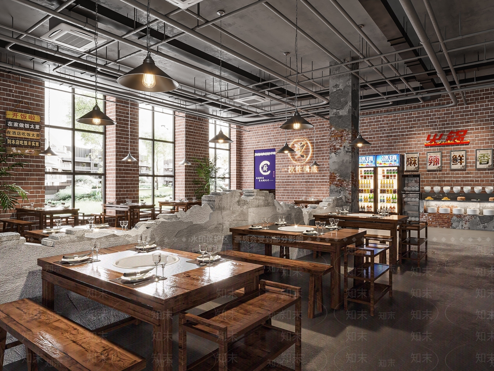 工业风火锅店3D模型下载【ID:1143266814】