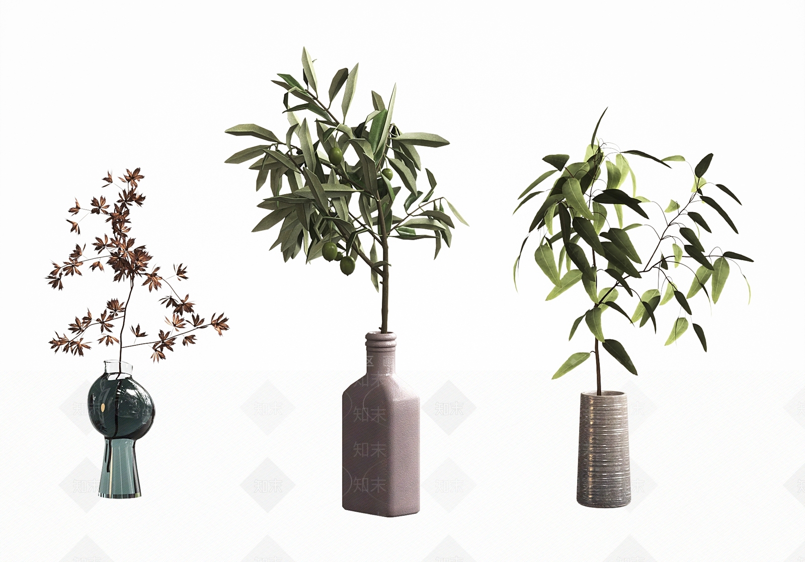 现代植物花瓶摆件SU模型下载【ID:1143270157】