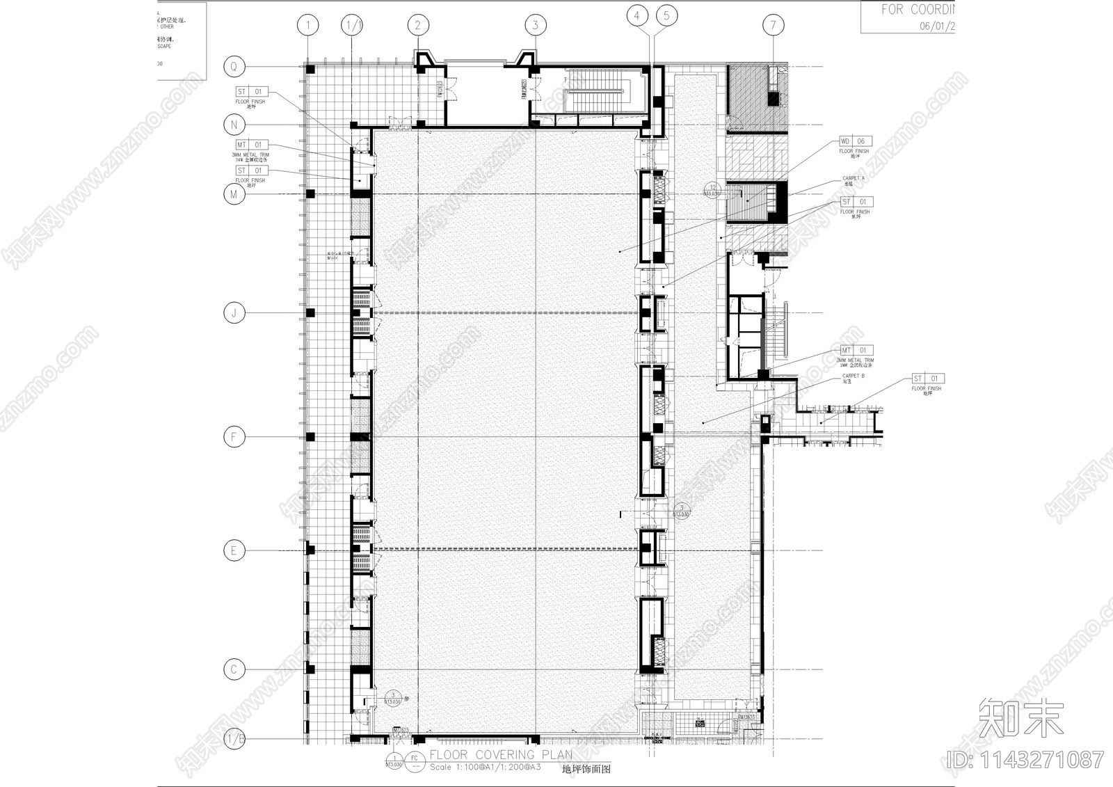 大宴会厅室内装修cad施工图下载【ID:1143271087】