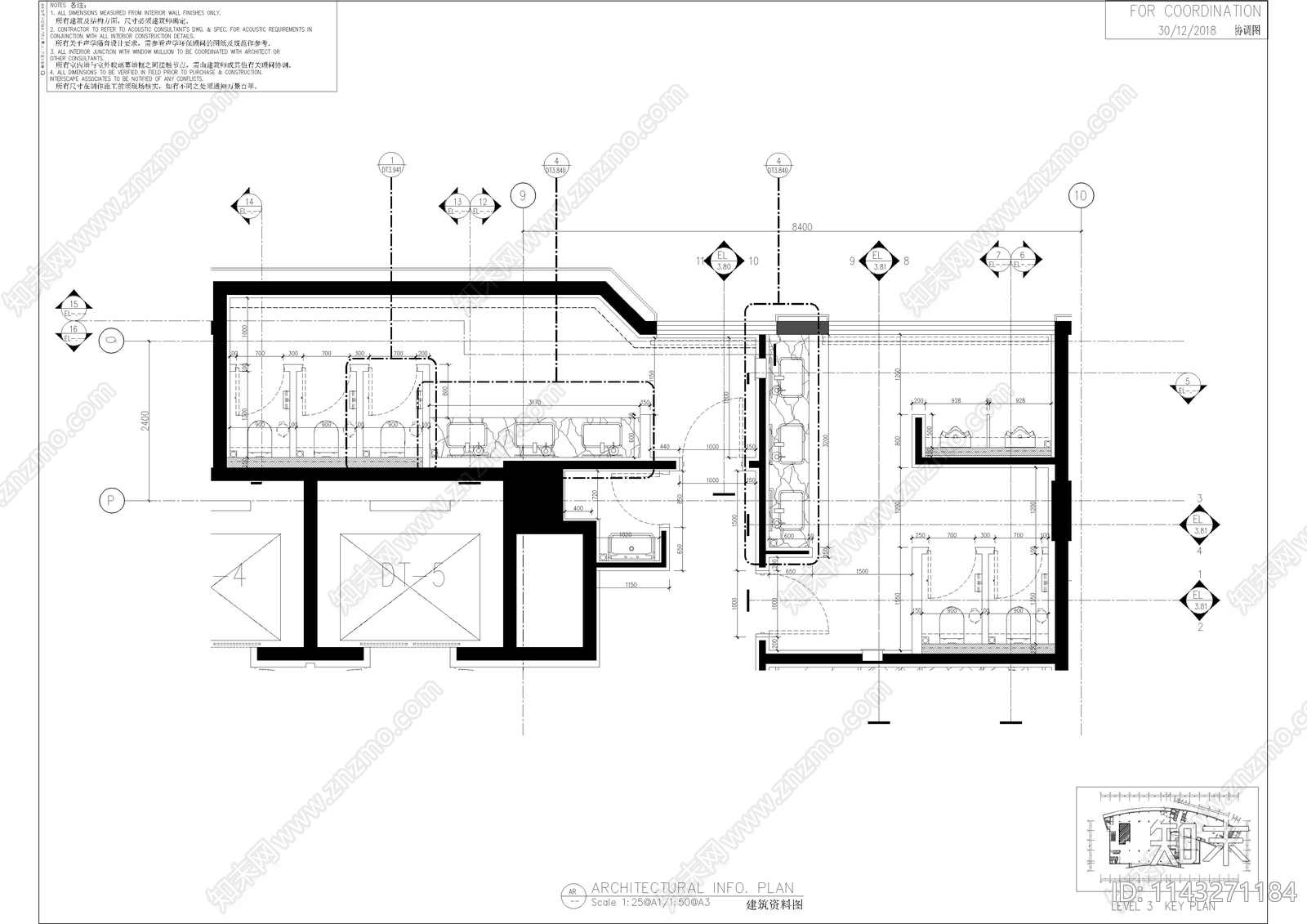 公共卫生间室内装修cad施工图下载【ID:1143271184】