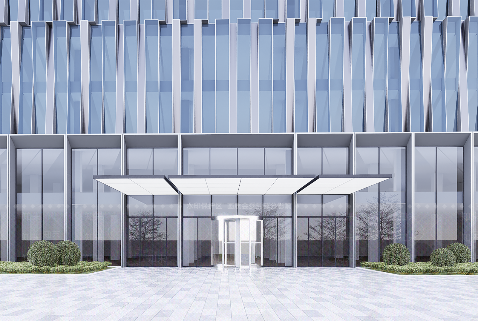 现代风格高层办公楼入口SU模型下载【ID:1143276186】