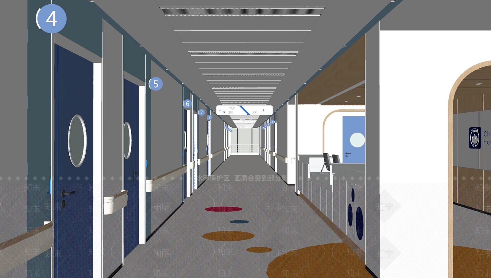现代儿童医院护士站SU模型下载【ID:1143278465】