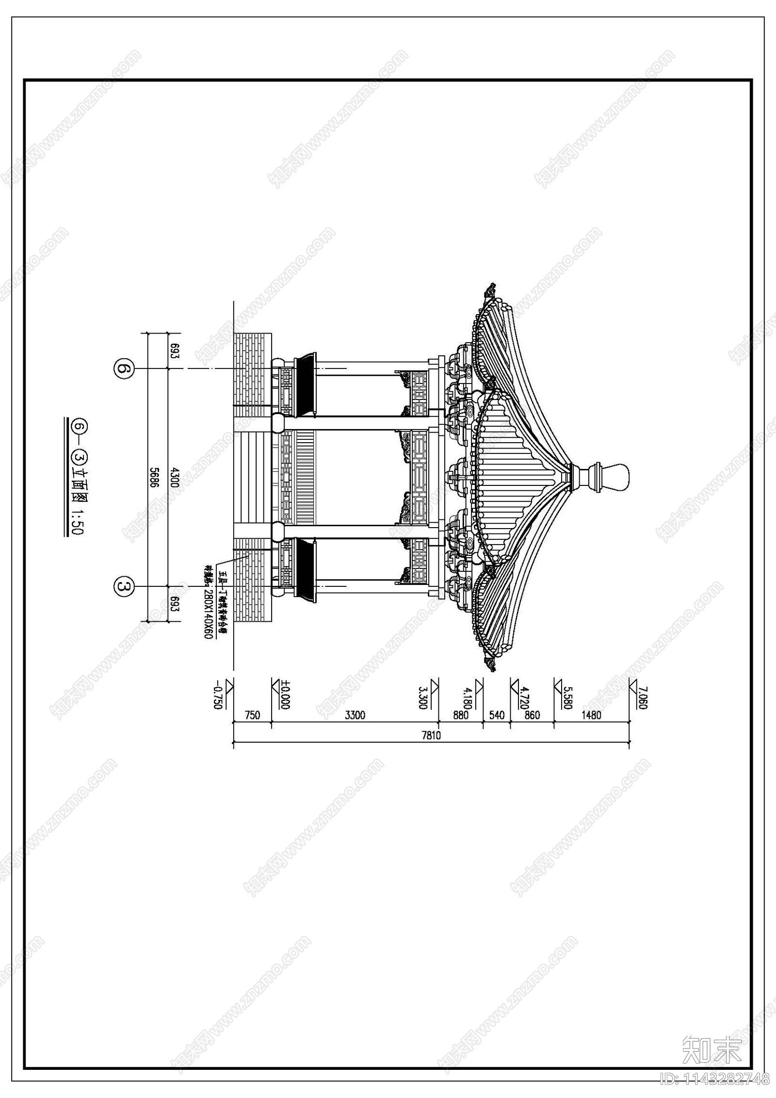 古建单檐六角亭施工图下载【ID:1143282748】