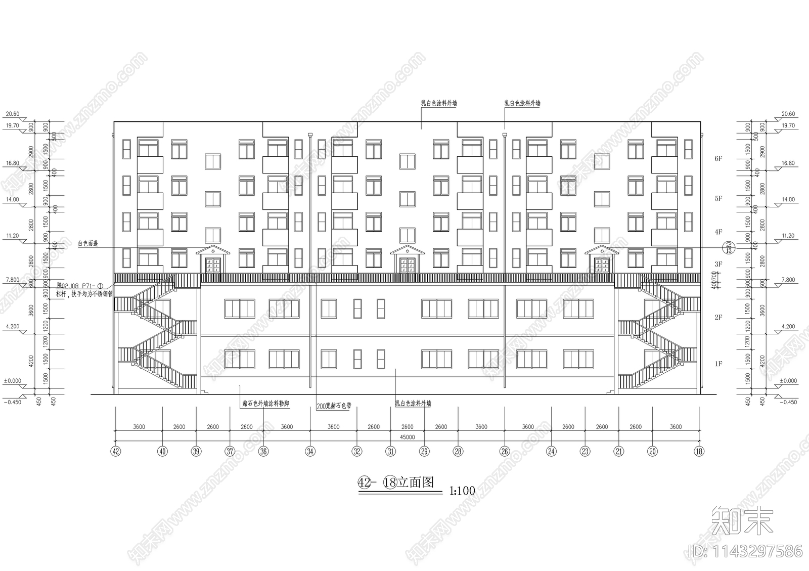 小户型四层带二层底商住宅楼建筑cad施工图下载【ID:1143297586】