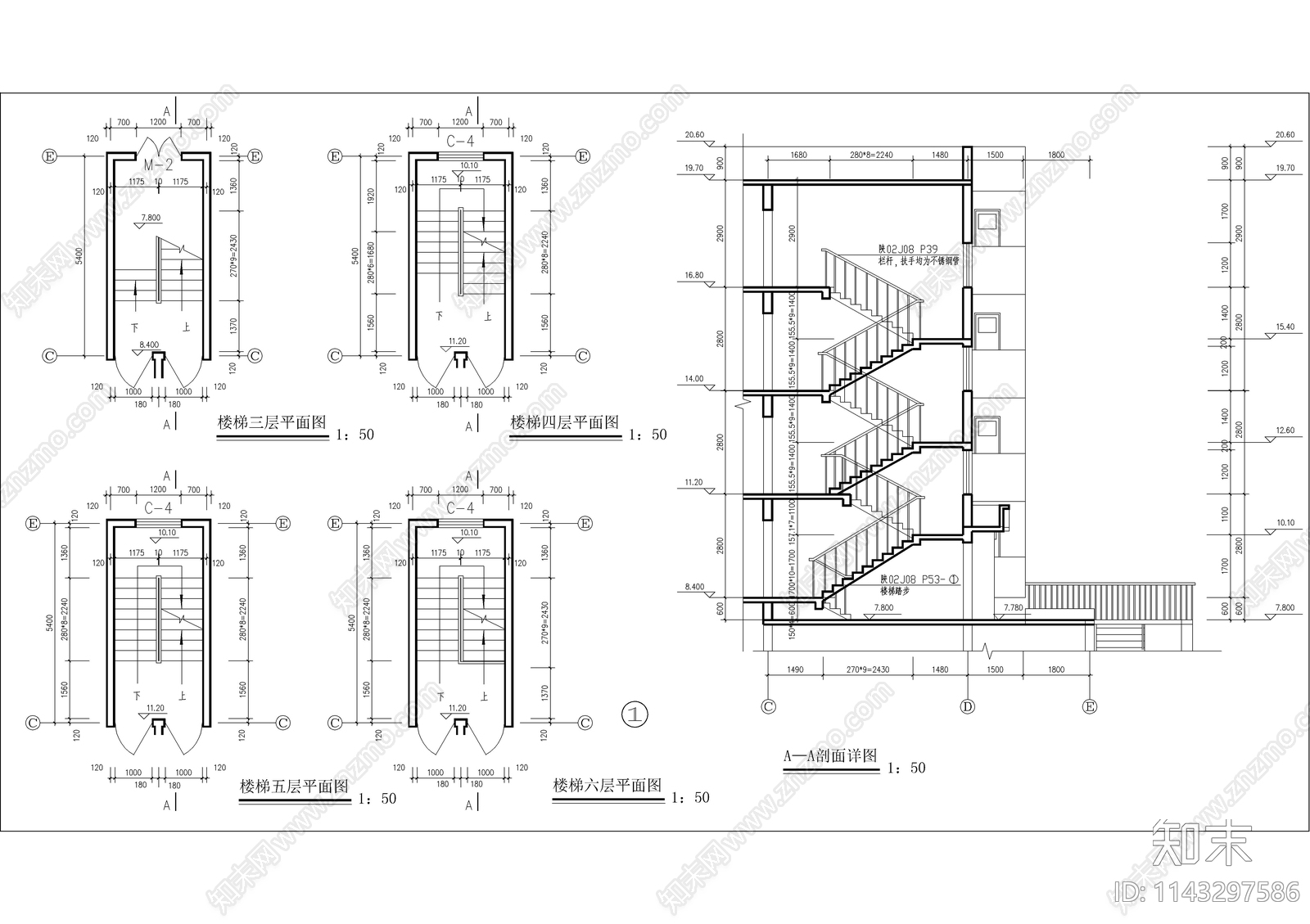 小户型四层带二层底商住宅楼建筑cad施工图下载【ID:1143297586】