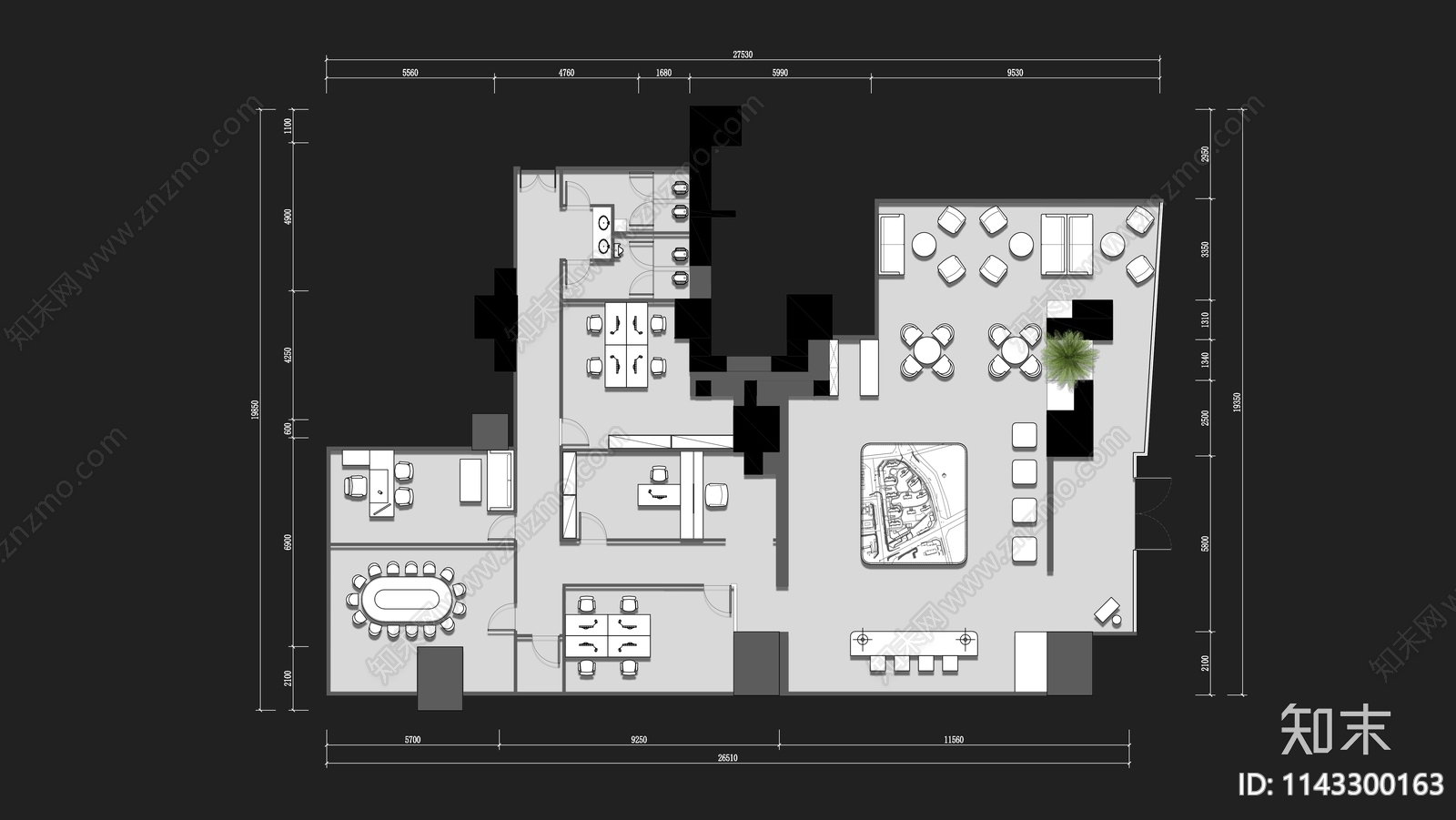 400㎡售楼部平面布置图施工图下载【ID:1143300163】