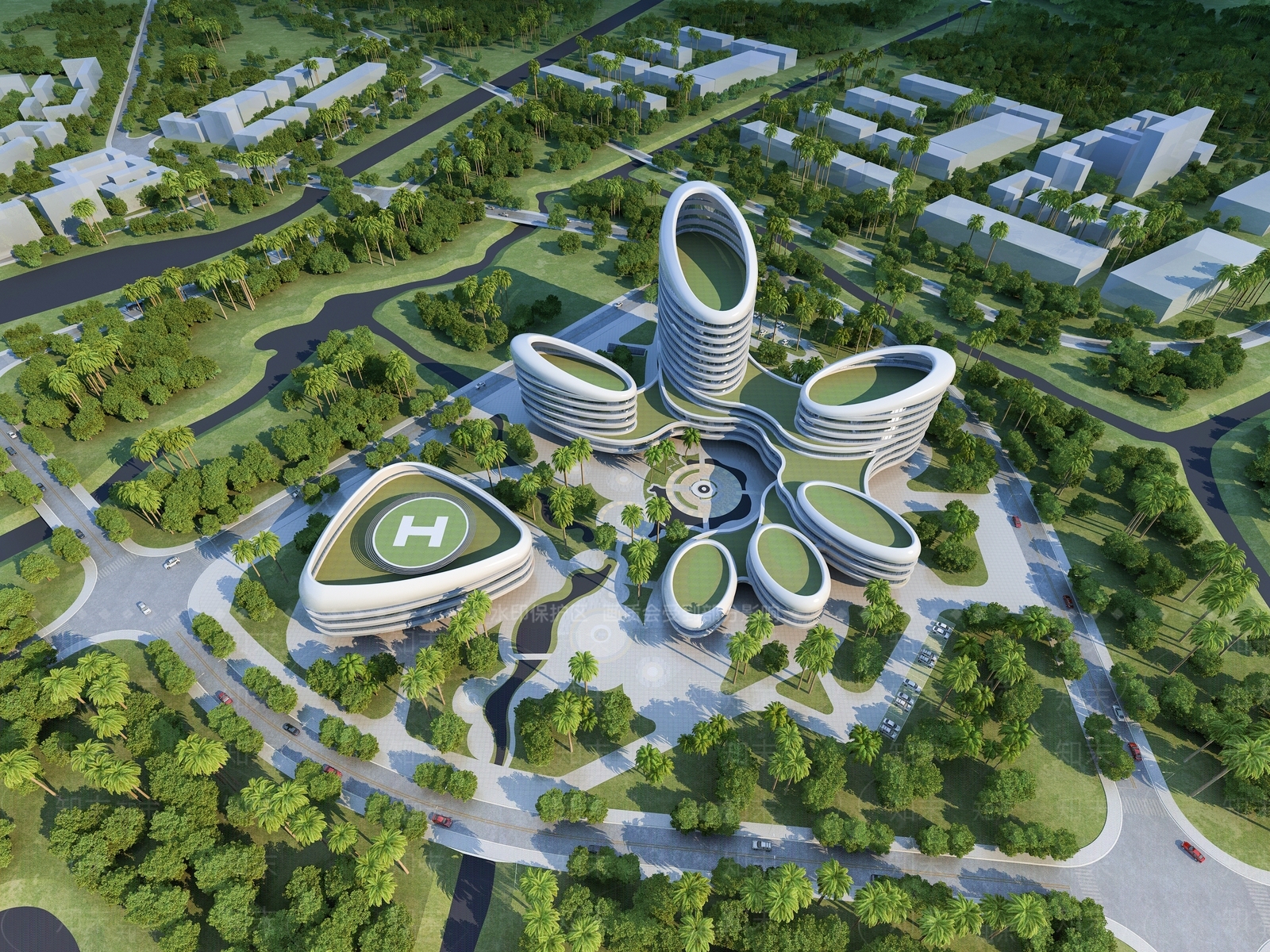 现代异形鸟瞰规划SU模型下载【ID:1143300595】
