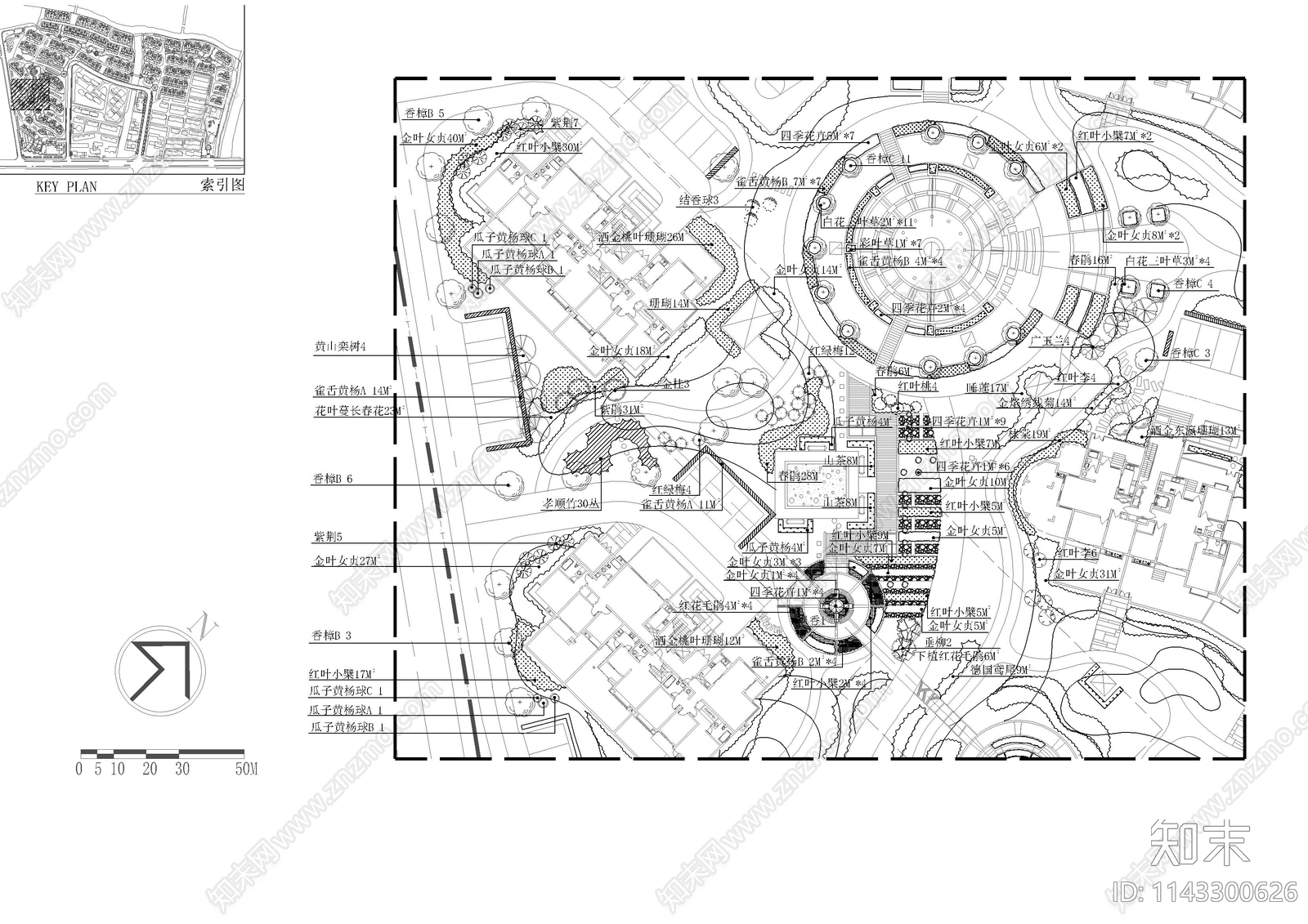 小区绿化总平图施工图下载【ID:1143300626】
