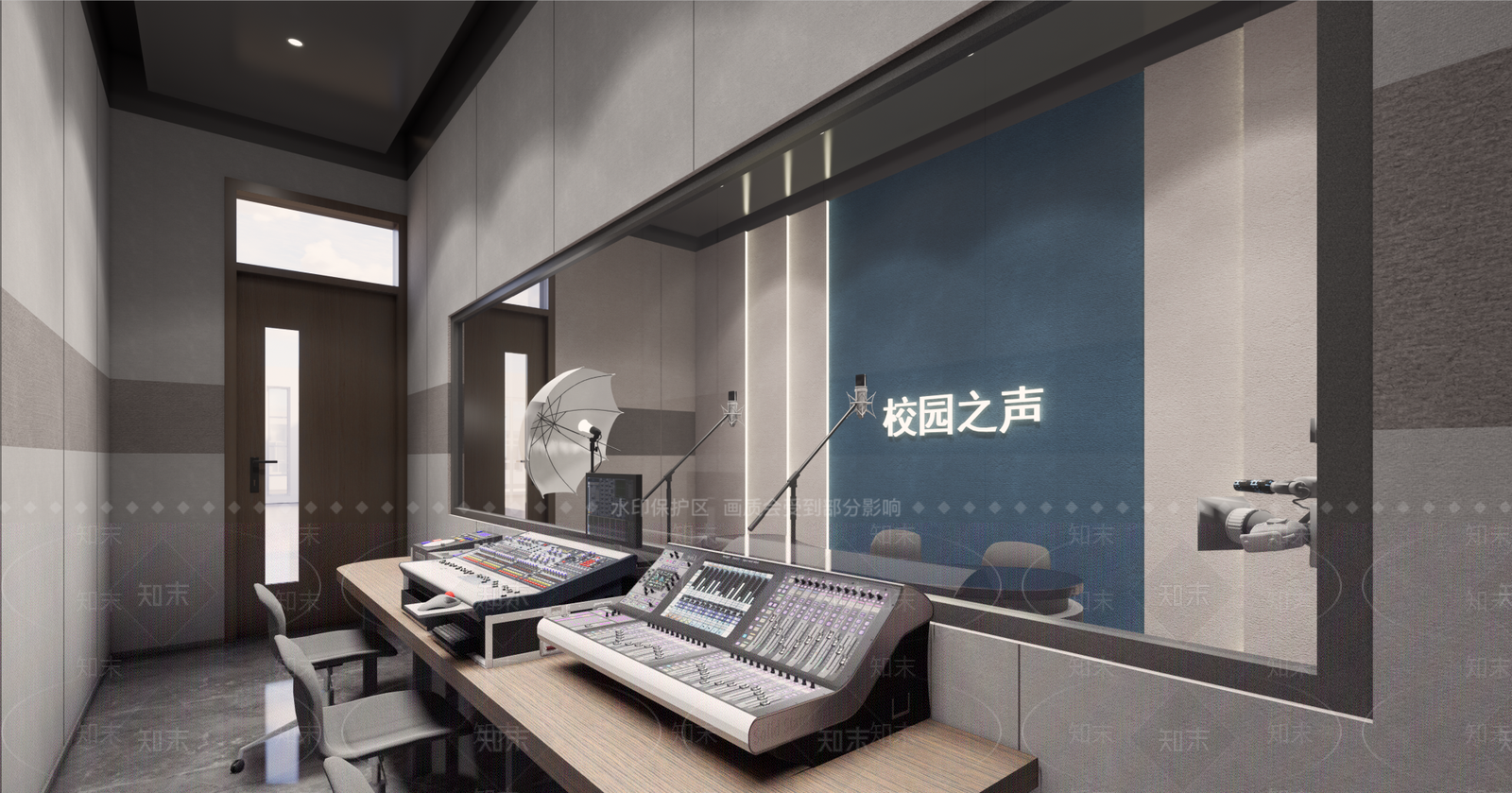 现代校园广播台SU模型下载【ID:1143301404】