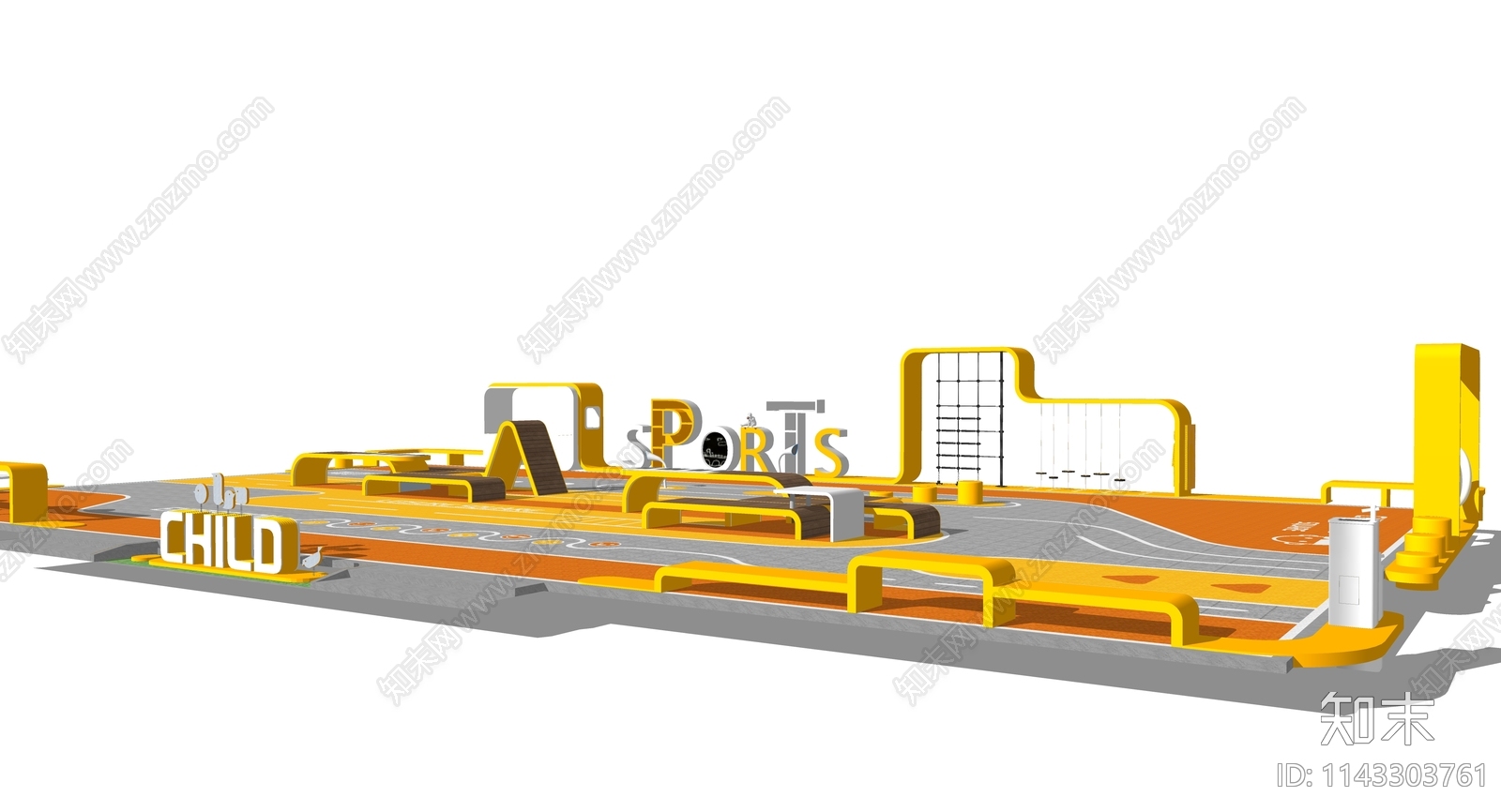 现代儿童游乐场地SU模型下载【ID:1143303761】