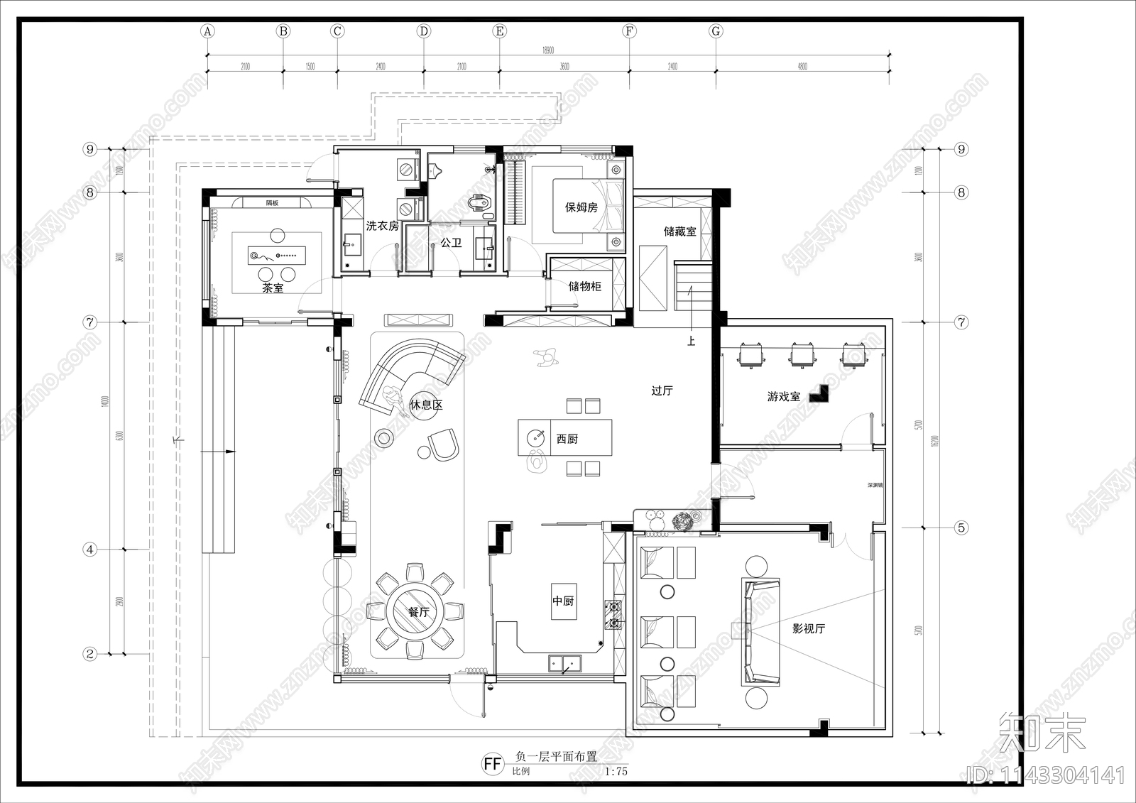 600㎡诧寂风别墅室内施工图下载【ID:1143304141】