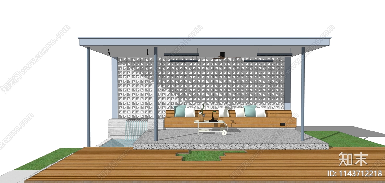 现代庭院廊架SU模型下载【ID:1143712218】