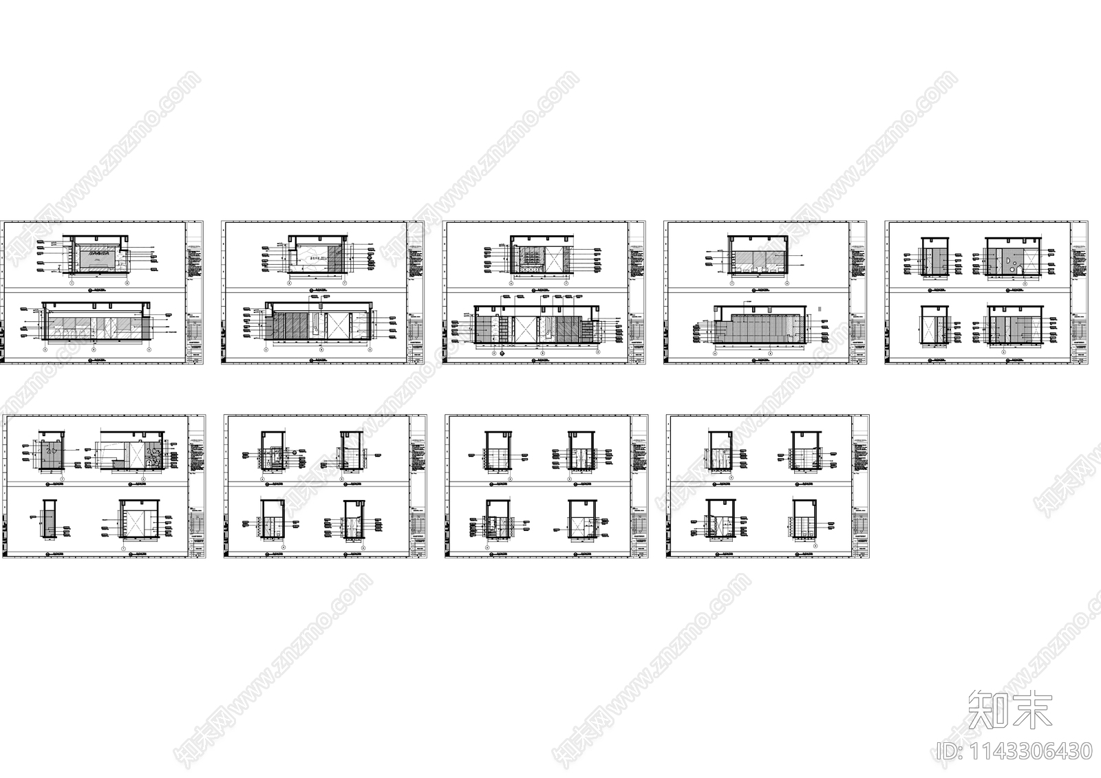 现代售楼处全套cad施工图下载【ID:1143306430】