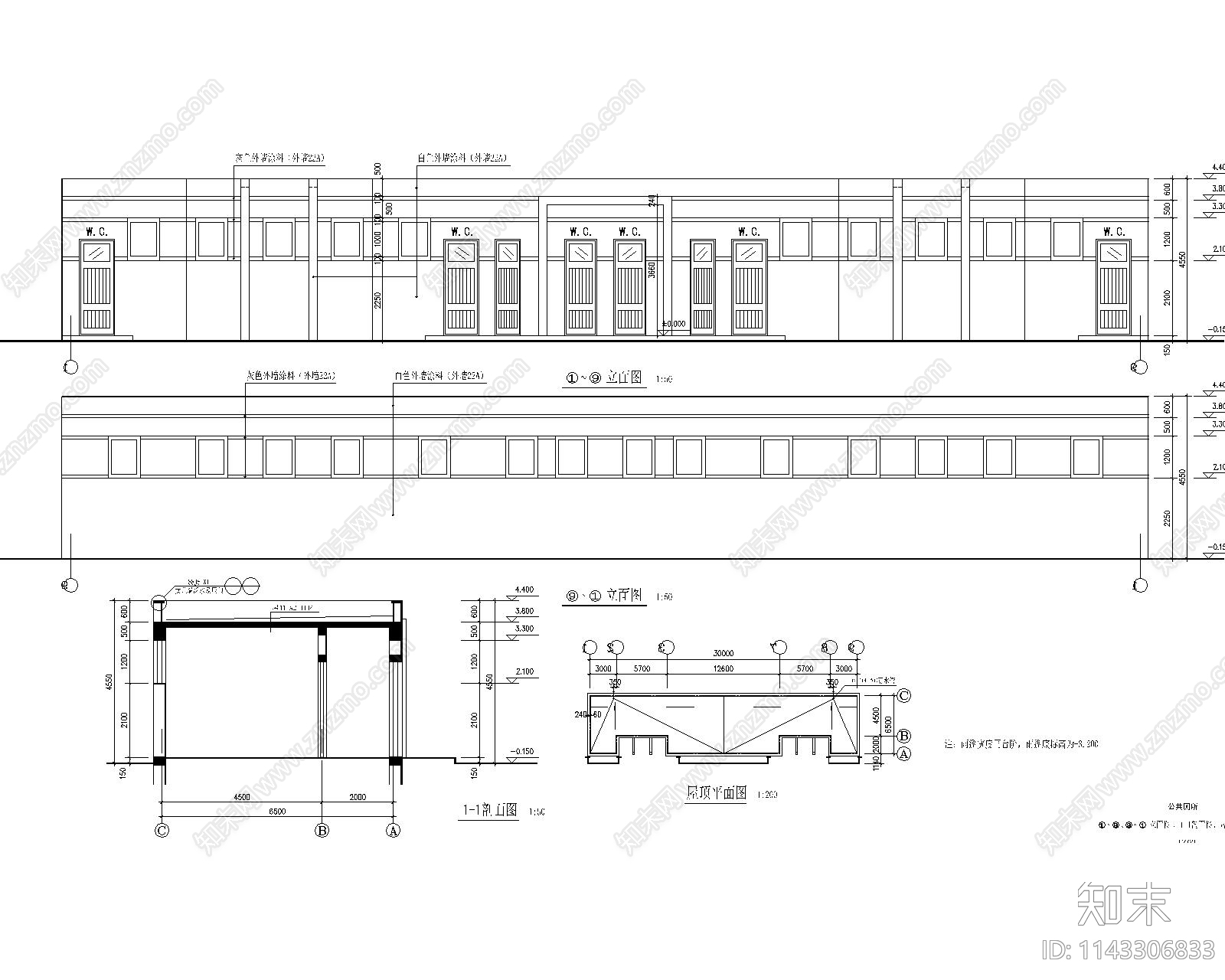 校园公共厕所建筑施工图下载【ID:1143306833】