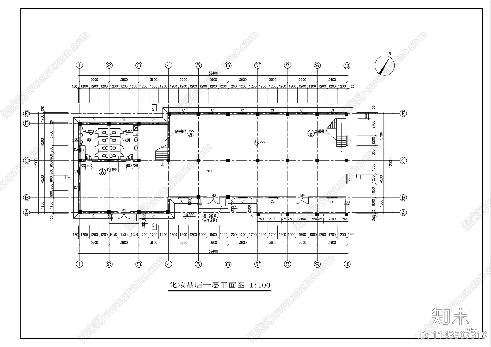 欧式展示厅建筑cad施工图下载【ID:1143307319】