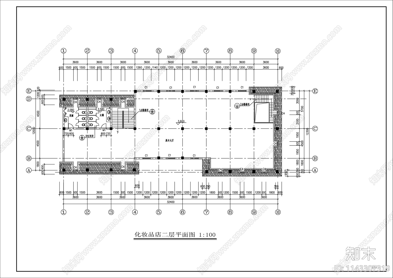 欧式展示厅建筑cad施工图下载【ID:1143307319】