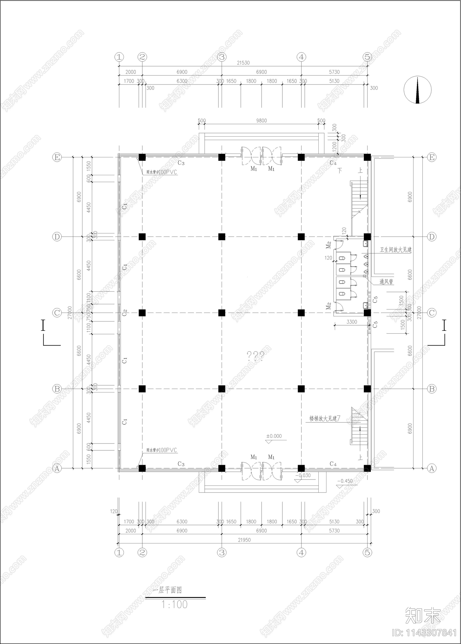 仿古营业厅建筑cad施工图下载【ID:1143307841】