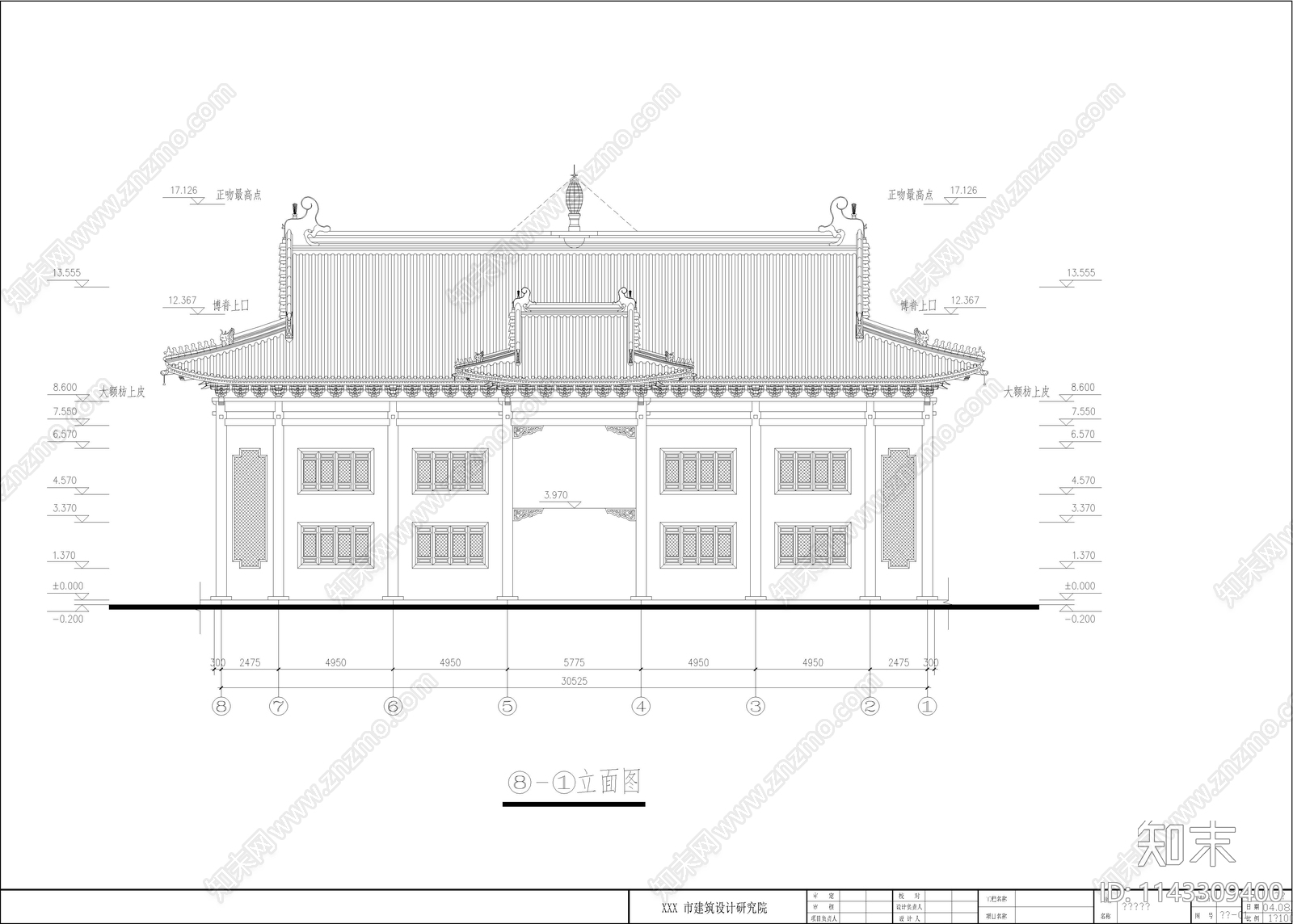 古寺建筑cad施工图下载【ID:1143309400】