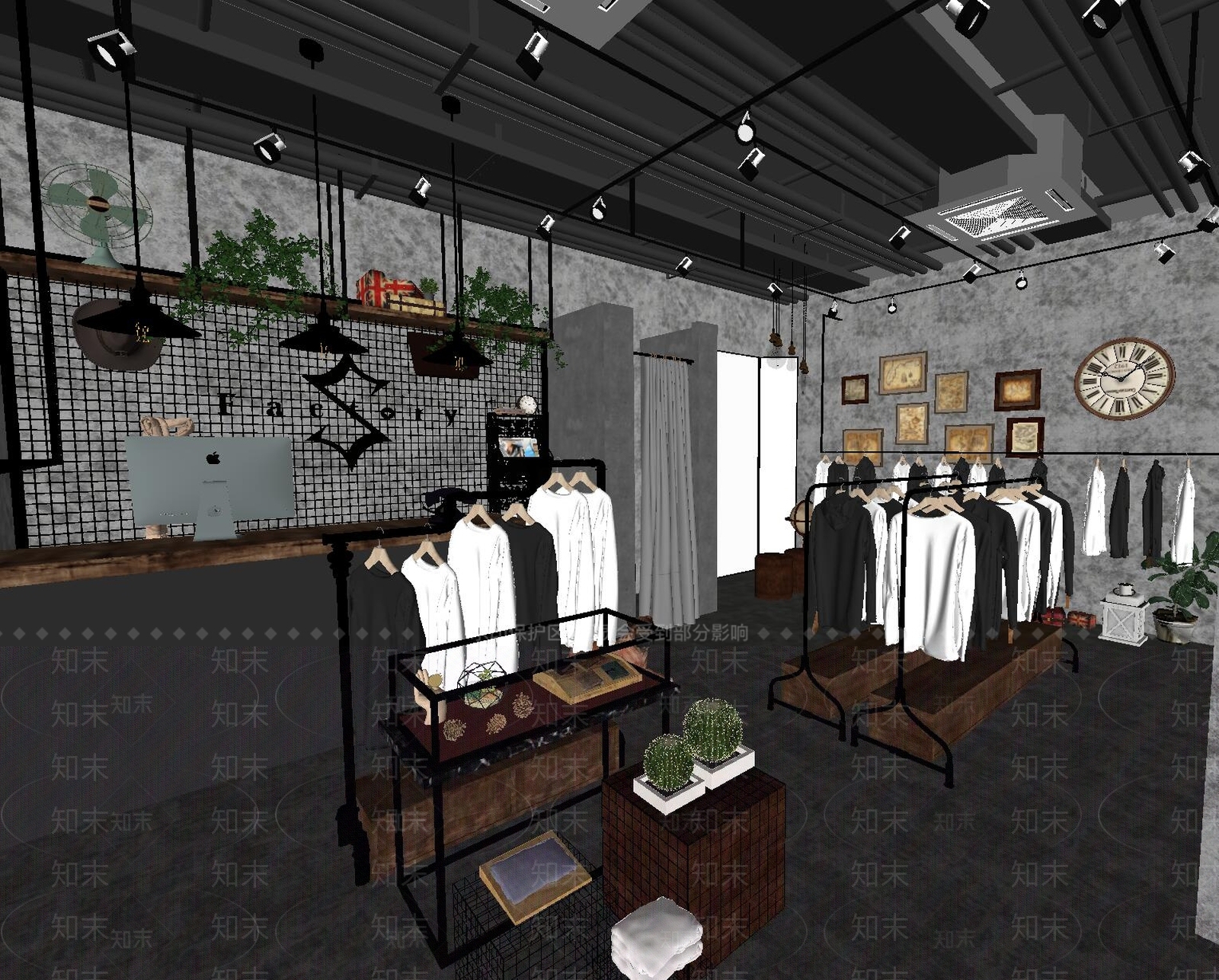 工业风男装潮牌店SU模型下载【ID:1143310559】