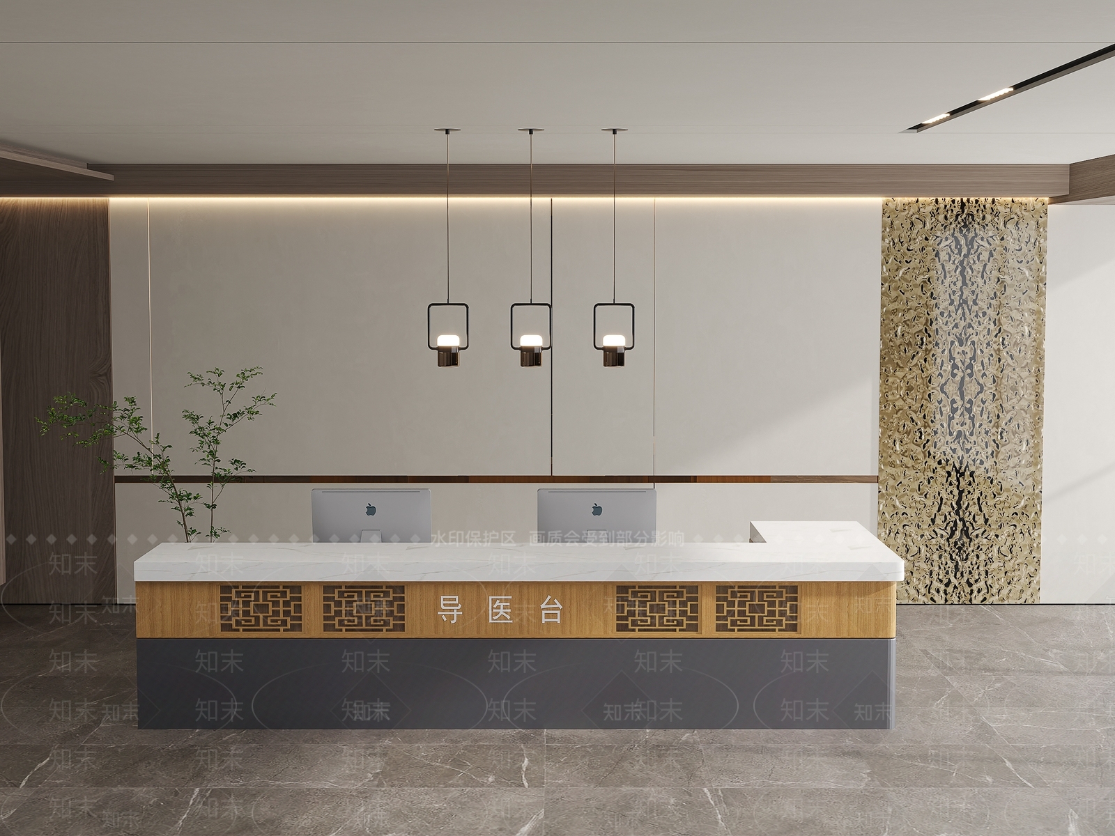 现代服务台SU模型下载【ID:1143311286】