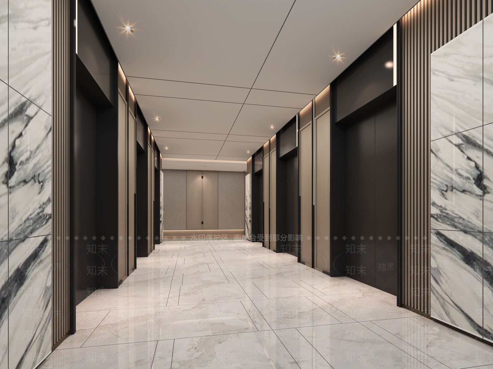 现代酒店客房电梯厅3D模型下载【ID:1143312836】