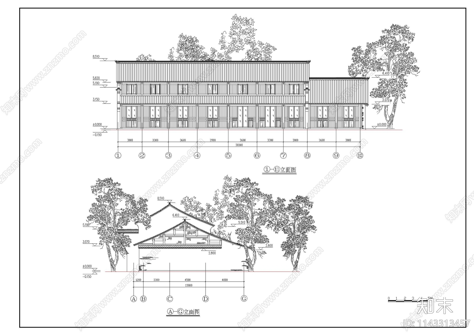 三套商业配套用房建筑详图cad施工图下载【ID:1143313457】