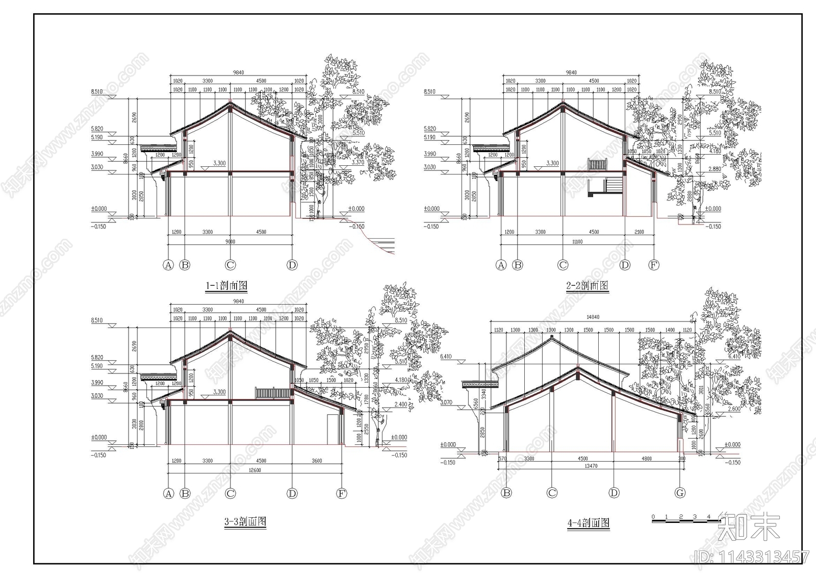 三套商业配套用房建筑详图cad施工图下载【ID:1143313457】