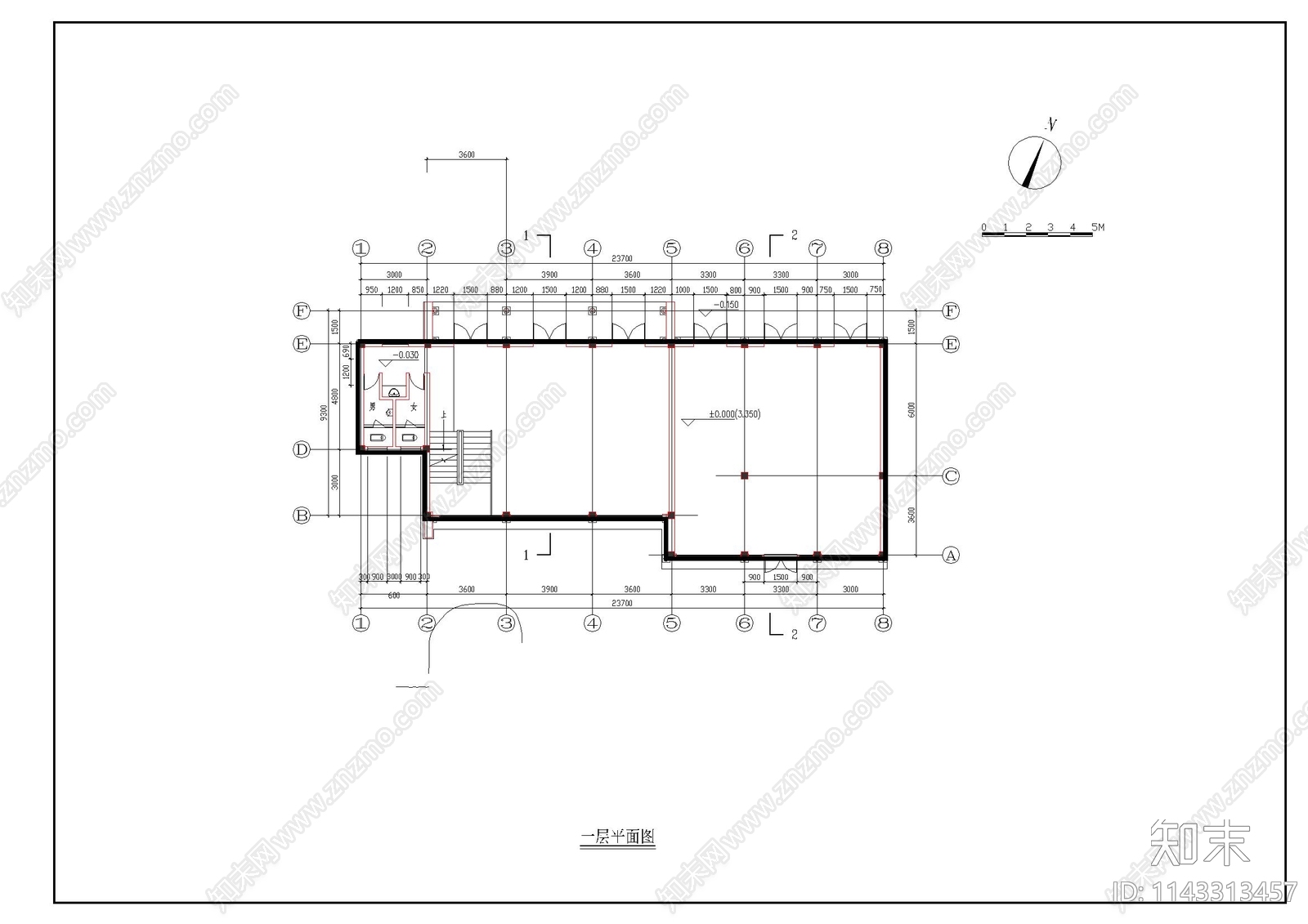 三套商业配套用房建筑详图cad施工图下载【ID:1143313457】