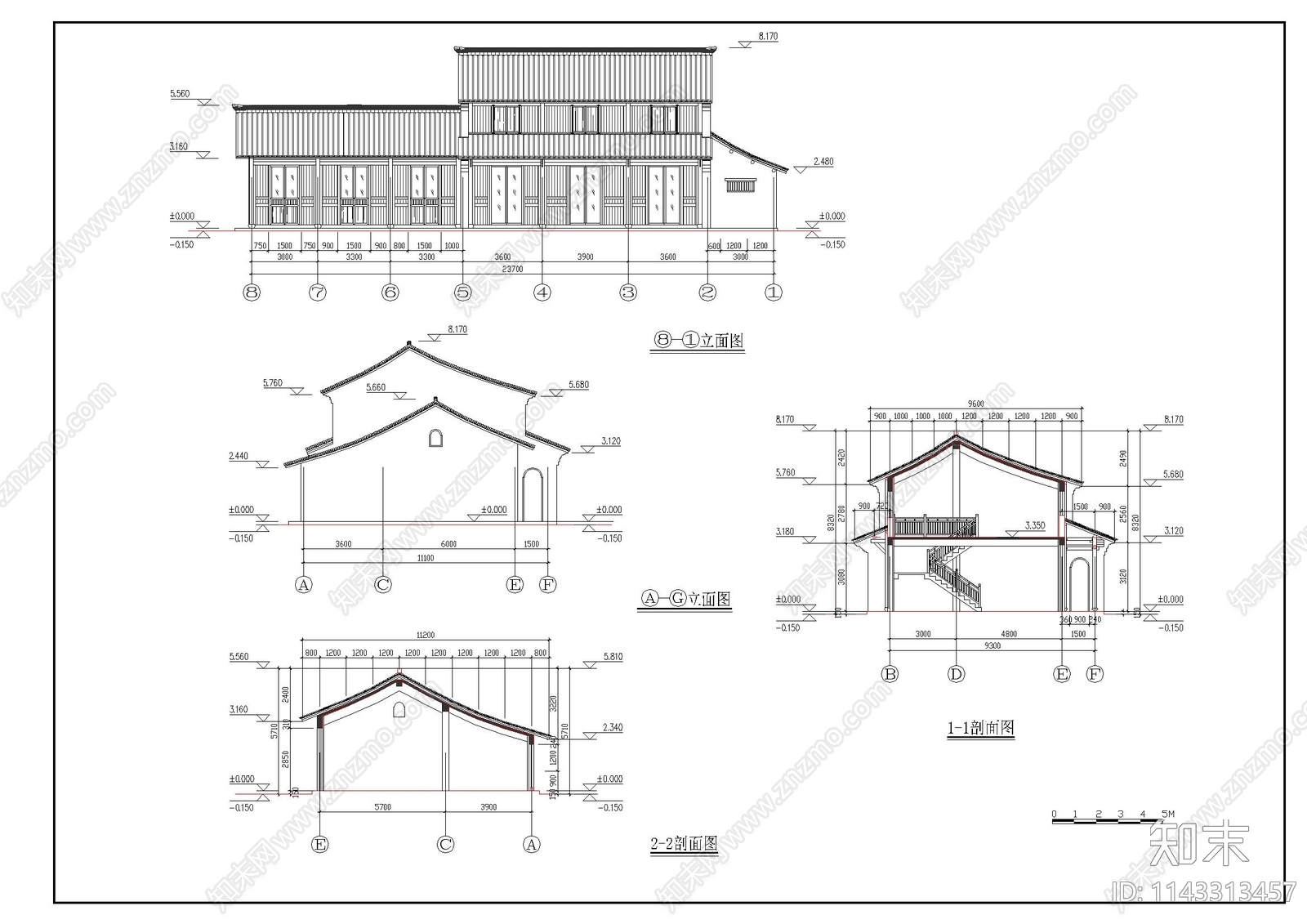 三套商业配套用房建筑详图cad施工图下载【ID:1143313457】