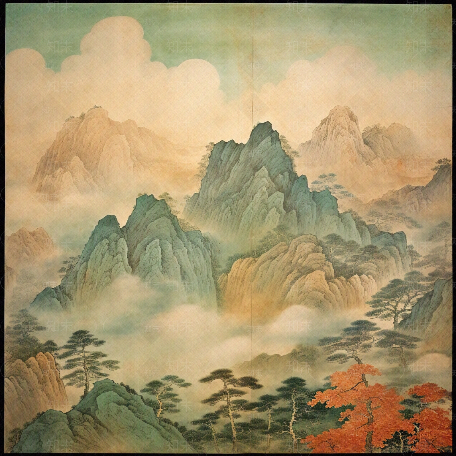 中式传统山水画国画贴图下载【ID:1143321010】_【知末网贴图库】
