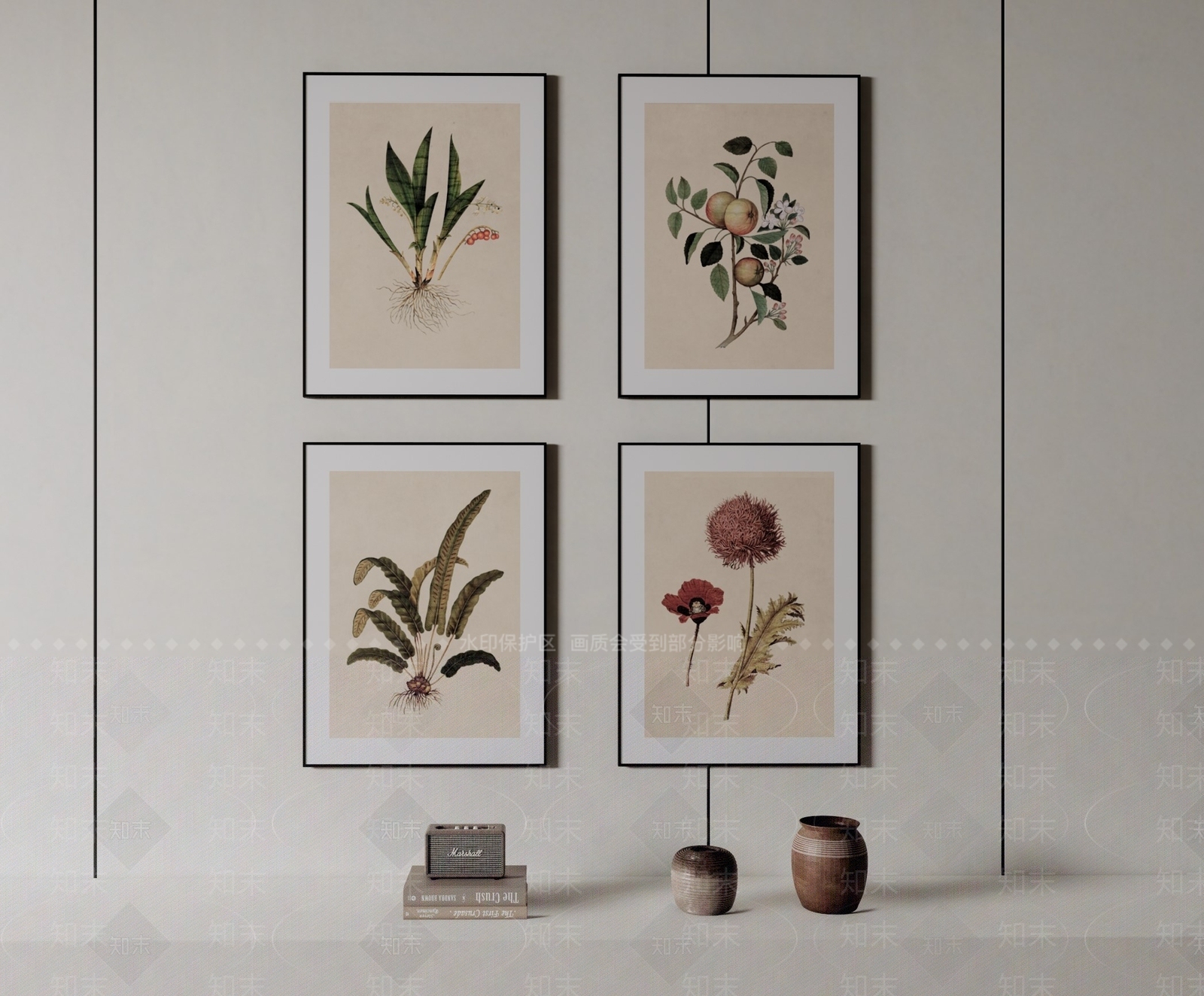 现代植物装饰画SU模型下载【ID:1143323123】