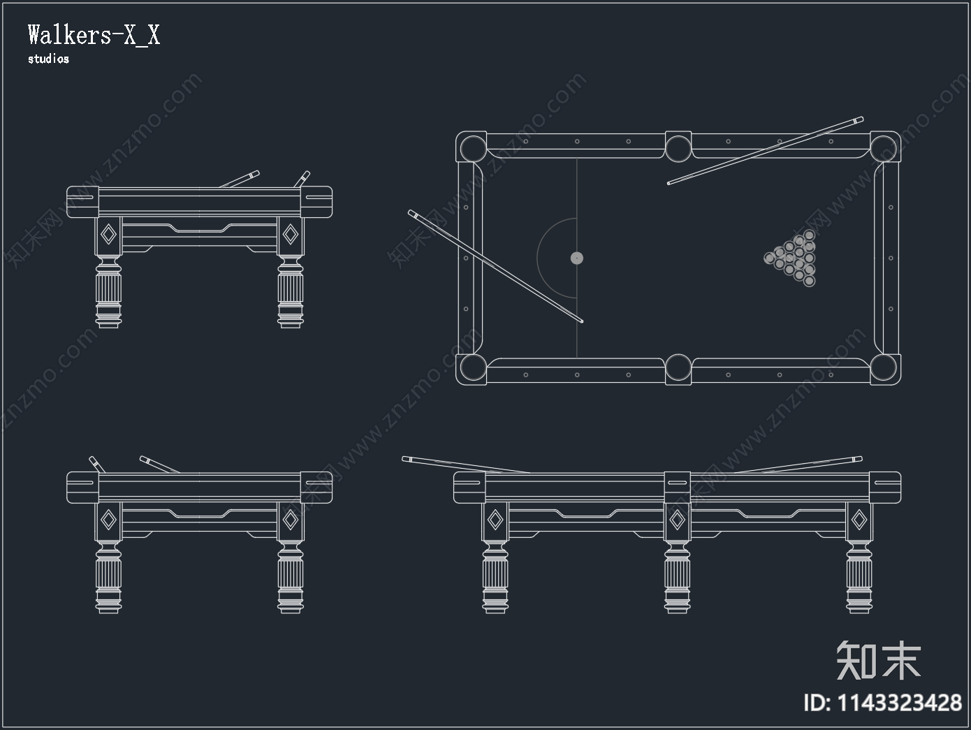 台球桌施工图下载【ID:1143323428】