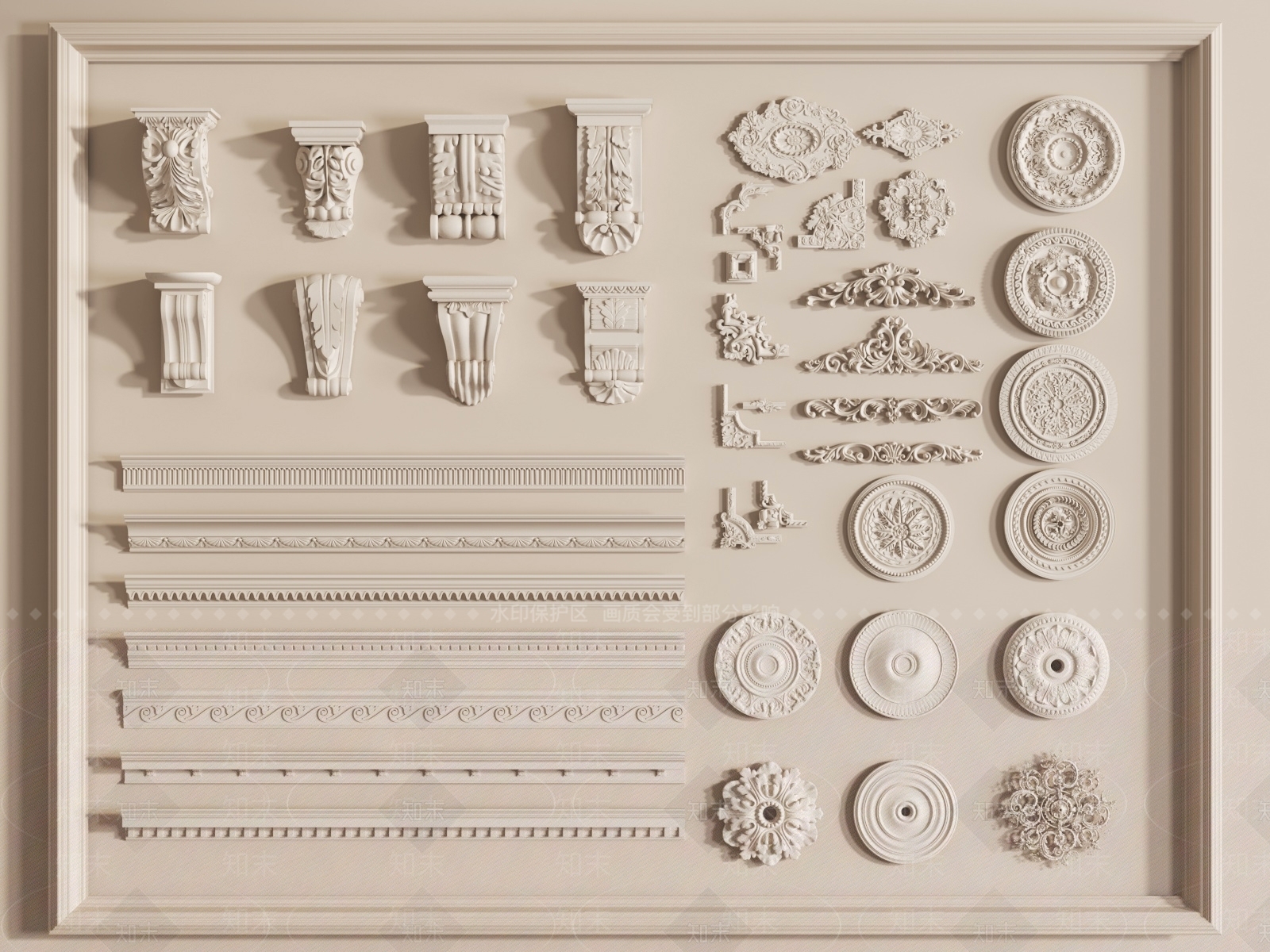 欧式石膏线3D模型下载【ID:1143324959】