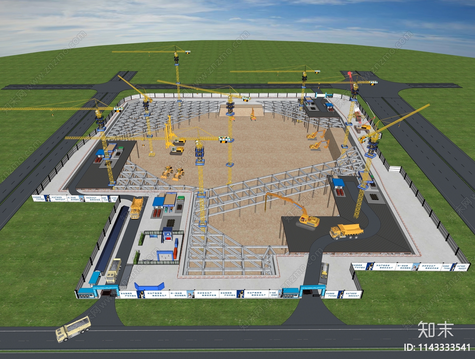 现代基坑施工工地SU模型下载【ID:1143333541】