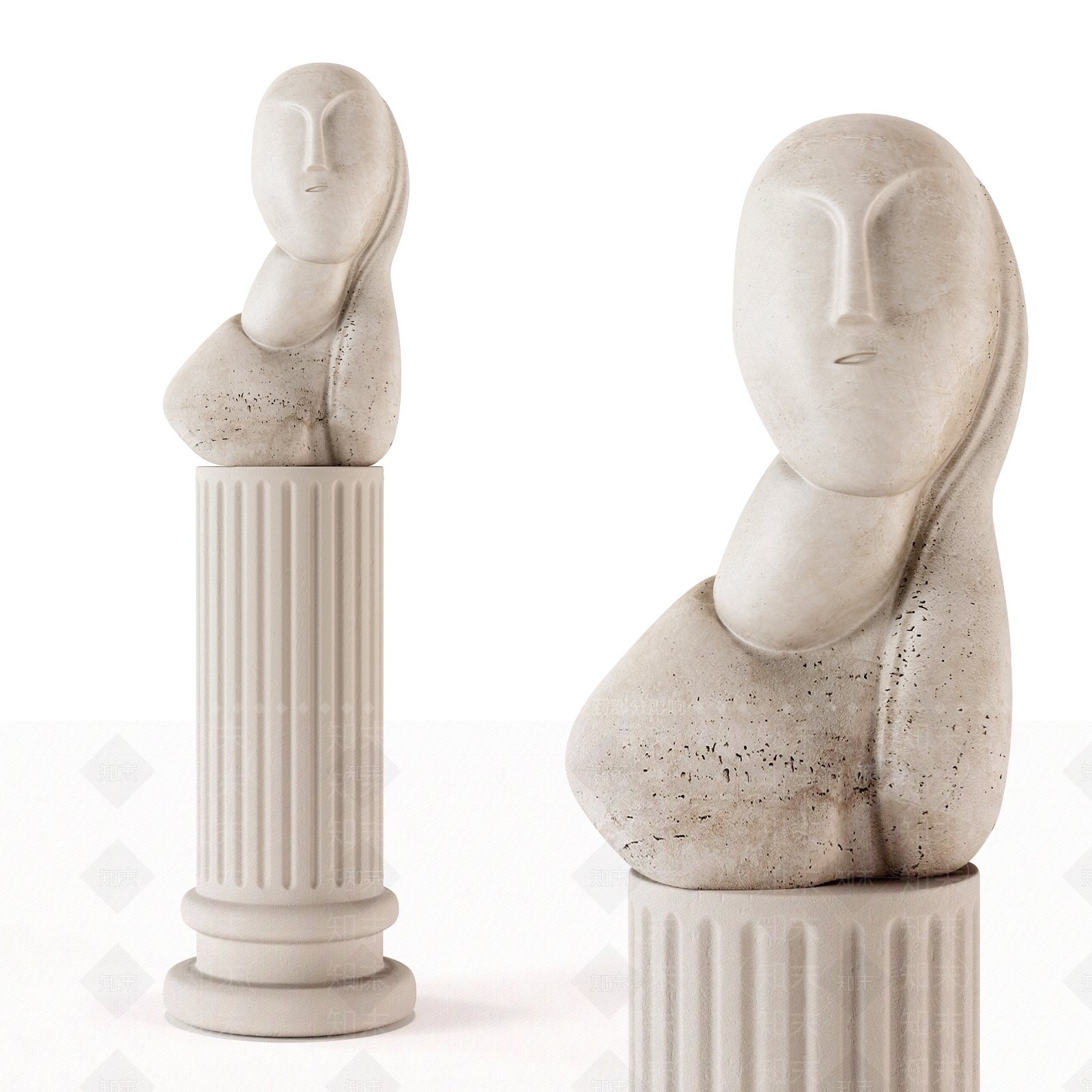 现代抽象人物雕塑SU模型下载【ID:1143334214】