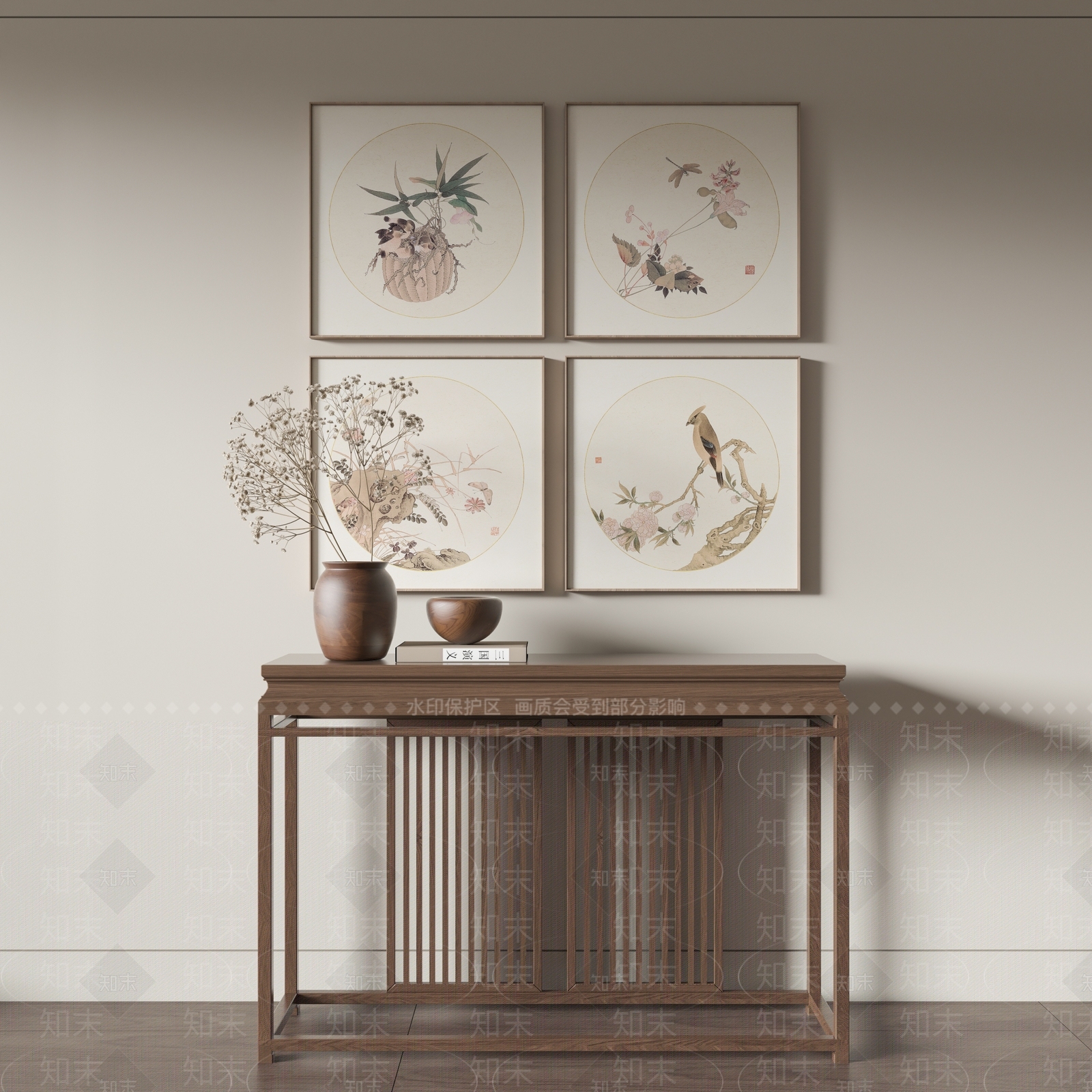 新中式端景条案3D模型下载【ID:1143335133】