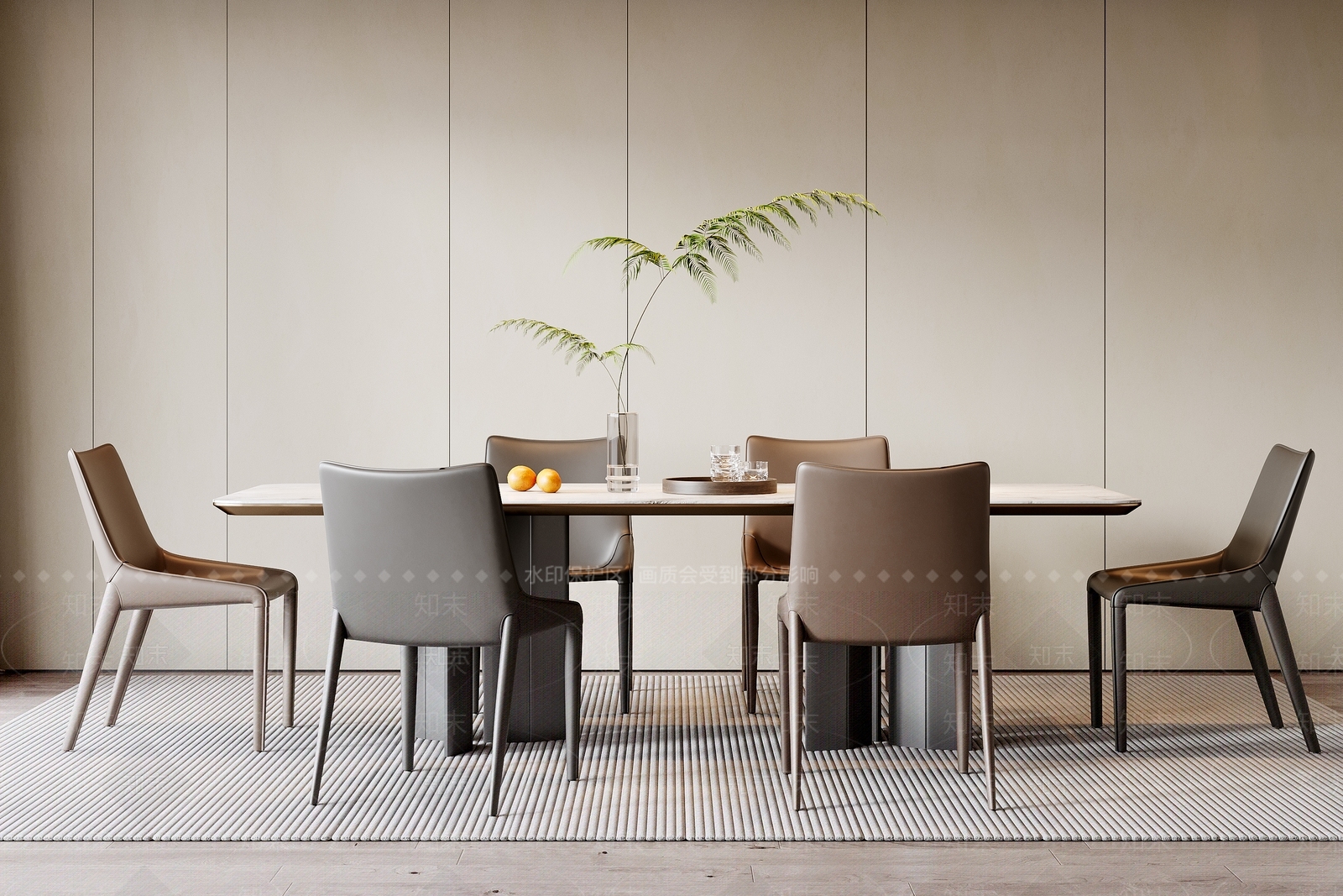现代餐桌椅组合3D模型下载【ID:1143335945】