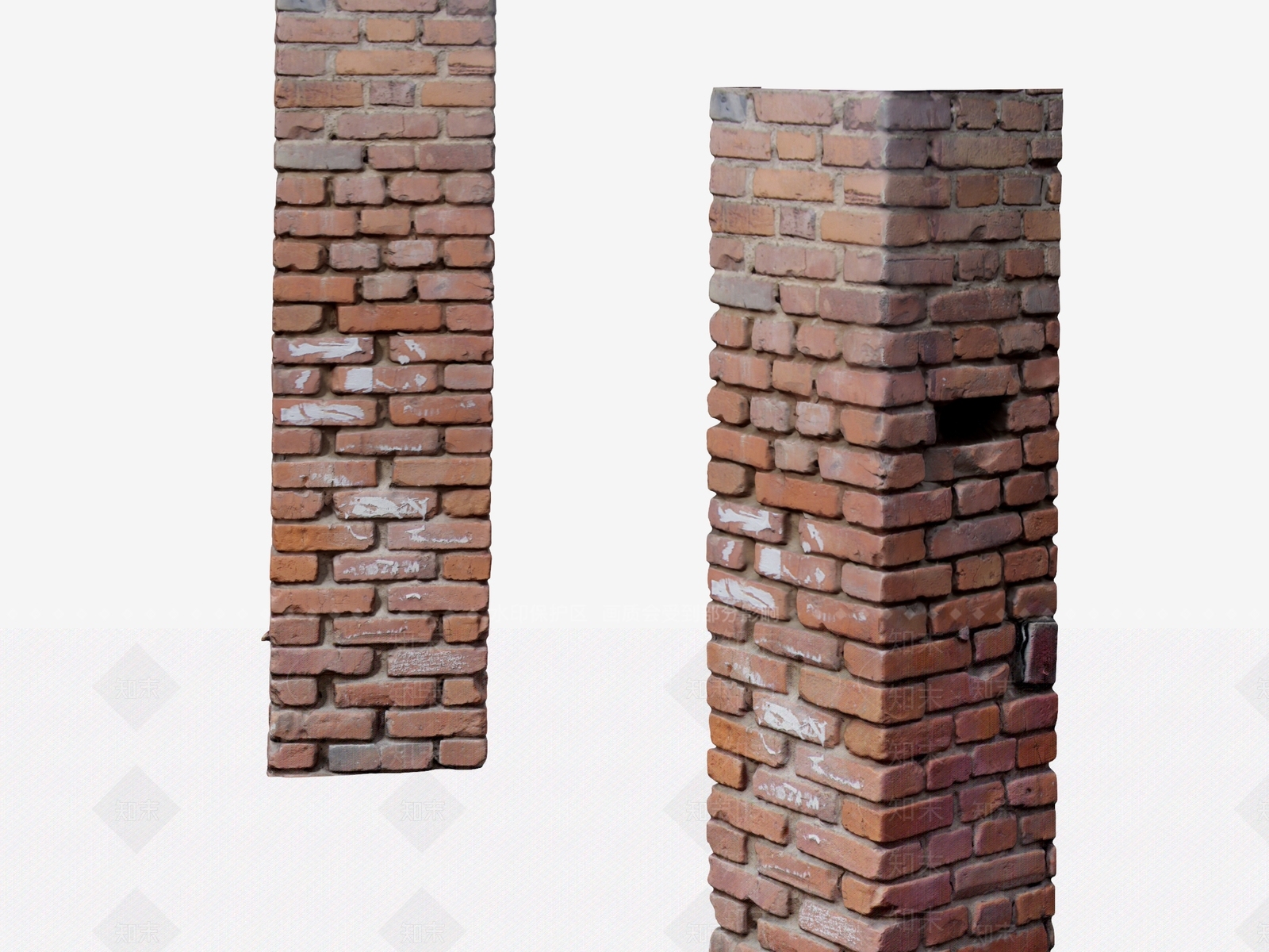 现代红砖柱子3D模型下载【ID:1143336034】