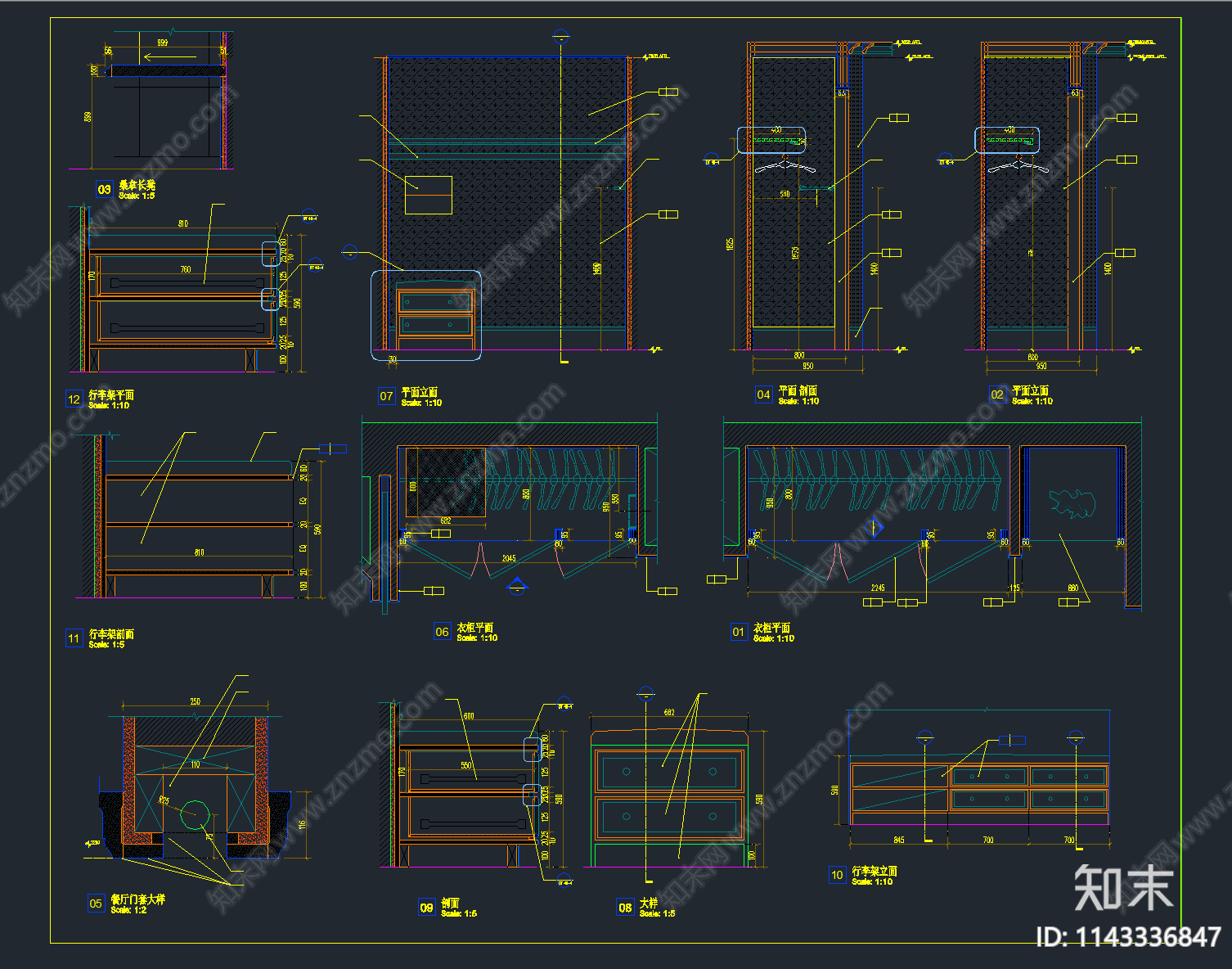 超全精品衣柜CAD节点详图施工图下载【ID:1143336847】