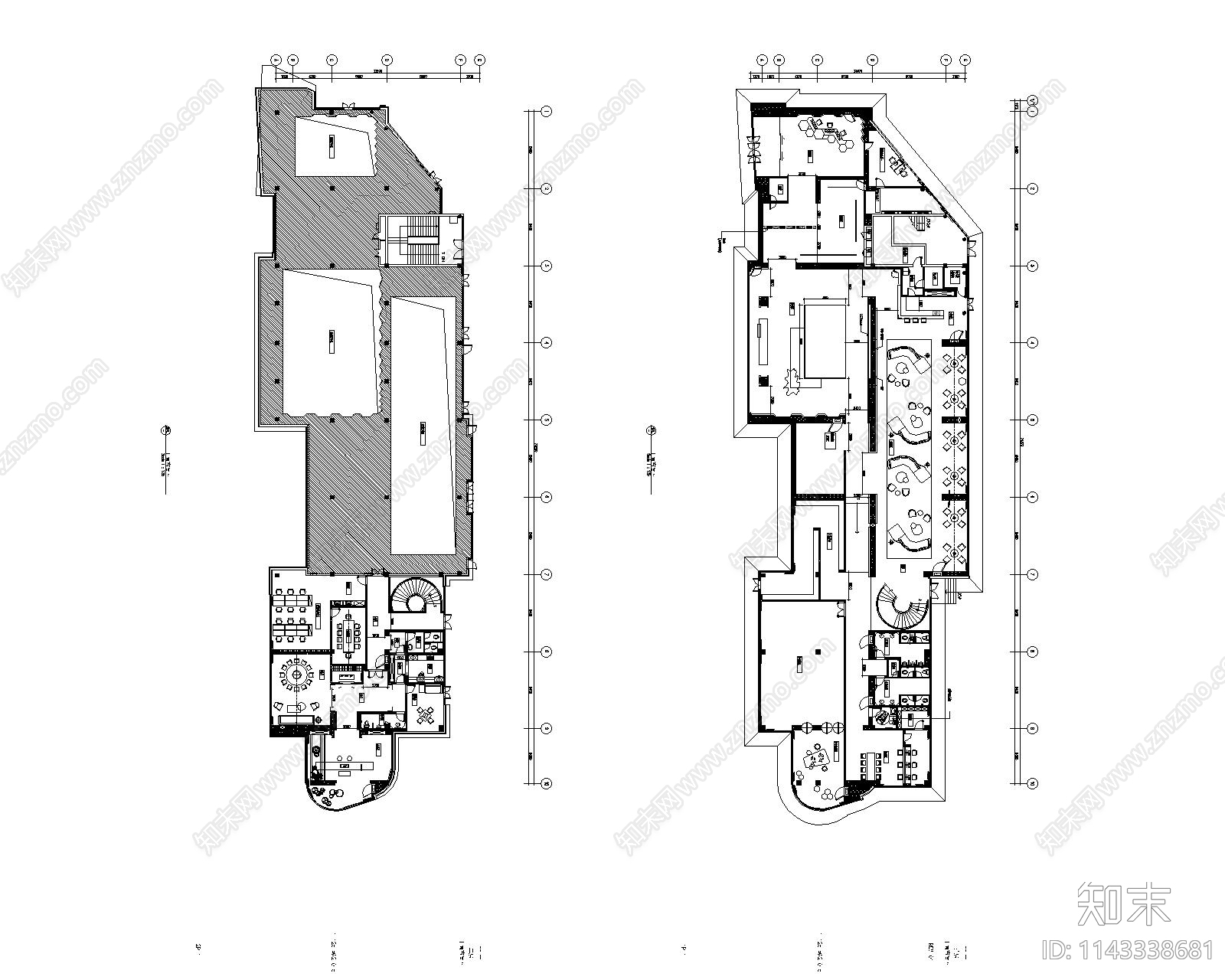 西宁万科城1700㎡售楼处cad施工图下载【ID:1143338681】