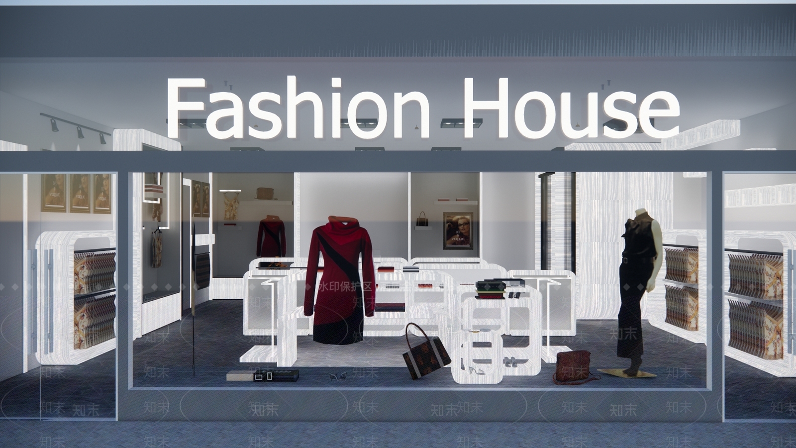 现代服装服饰店SU模型下载【ID:1143345905】