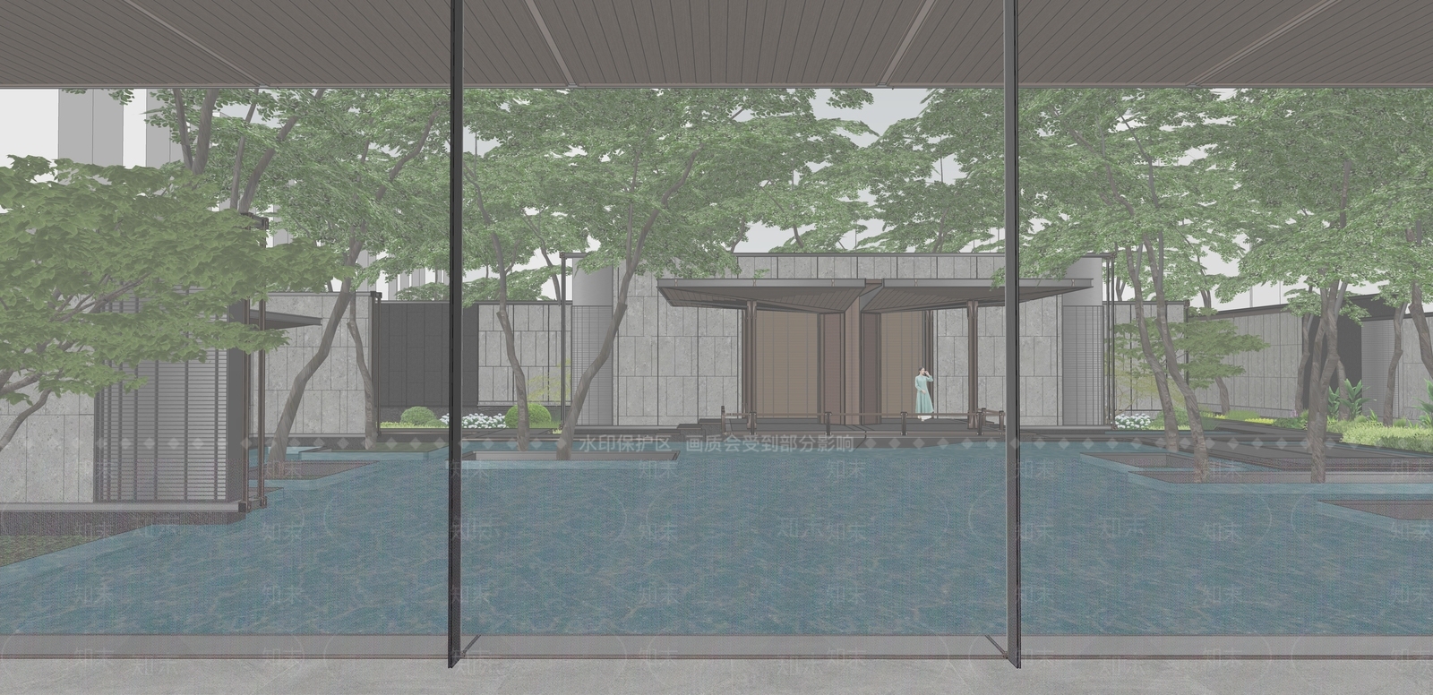 新中式售楼处建筑SU模型下载【ID:1143375077】