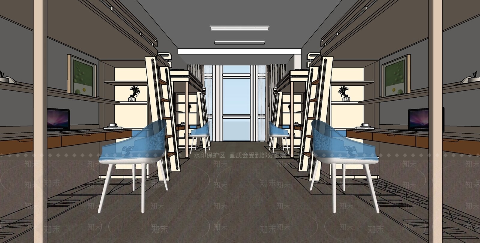 现代学校学生宿舍SU模型下载【ID:1161258078】